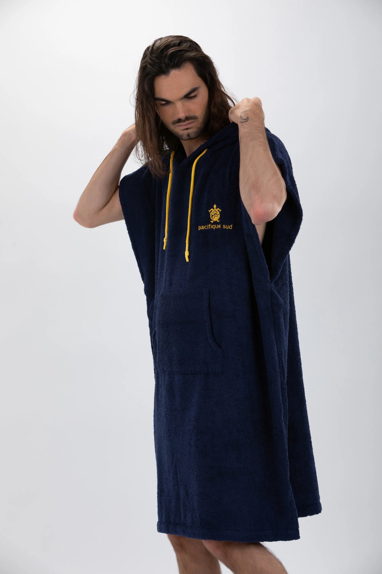 Surf Poncho Azul - Talla Grande - Algodón - sin mangas