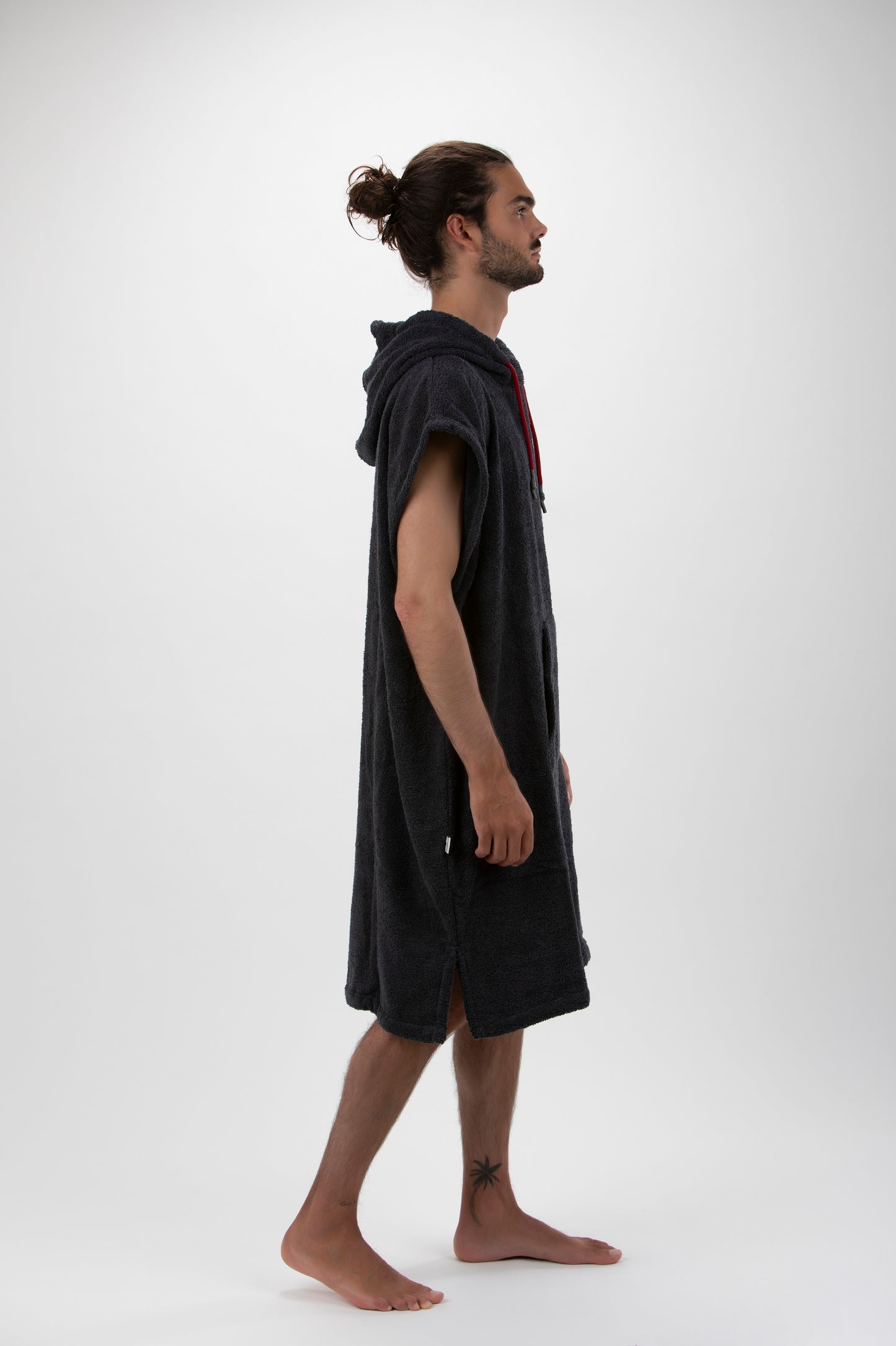 Surf Poncho Grigio Scuro - Taglia Larga - Cotone - senza maniche