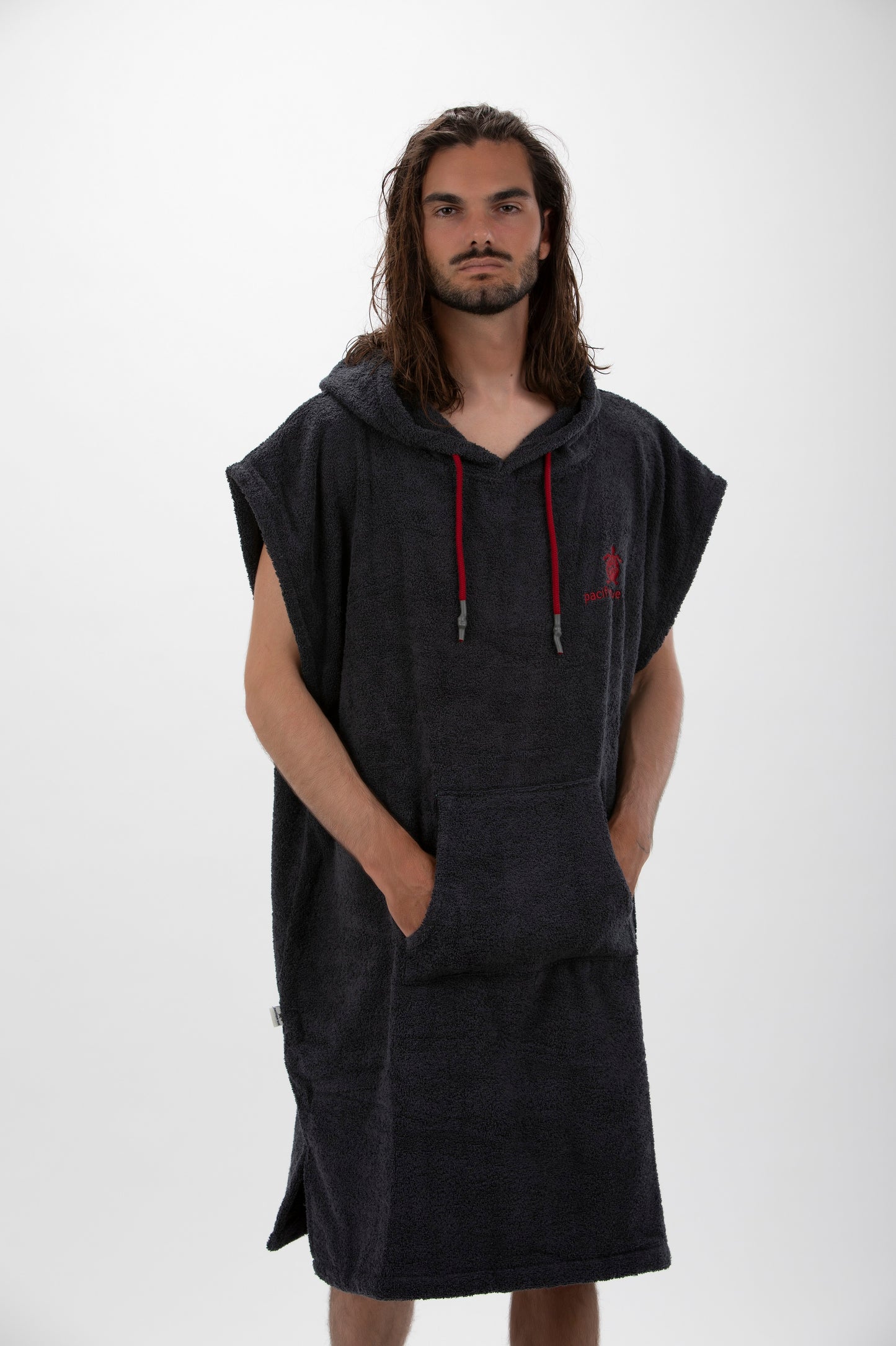 Surf Poncho Grigio Scuro - Taglia Larga - Cotone - senza maniche