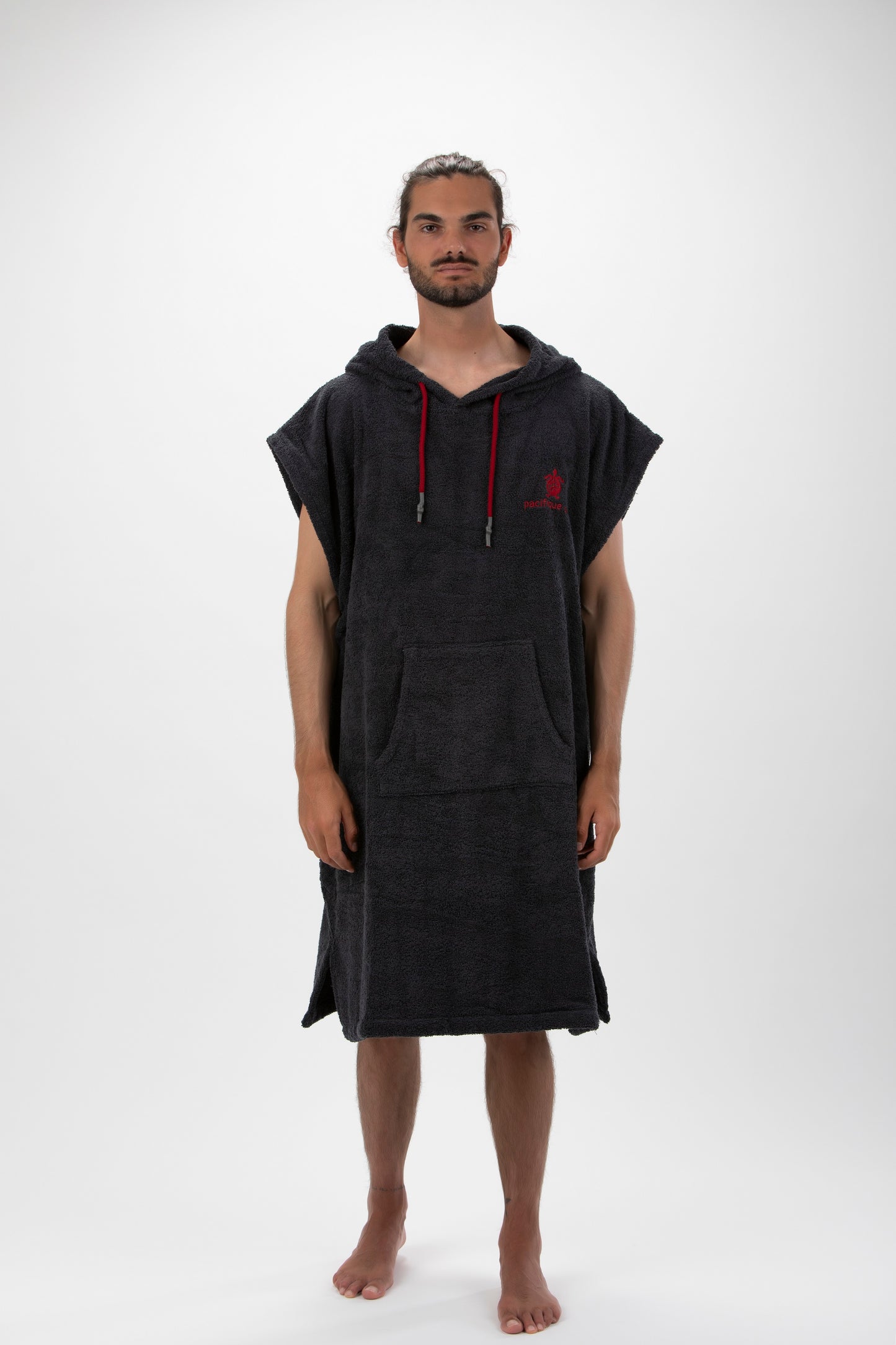 Surf Poncho Grigio Scuro - Taglia Larga - Cotone - senza maniche