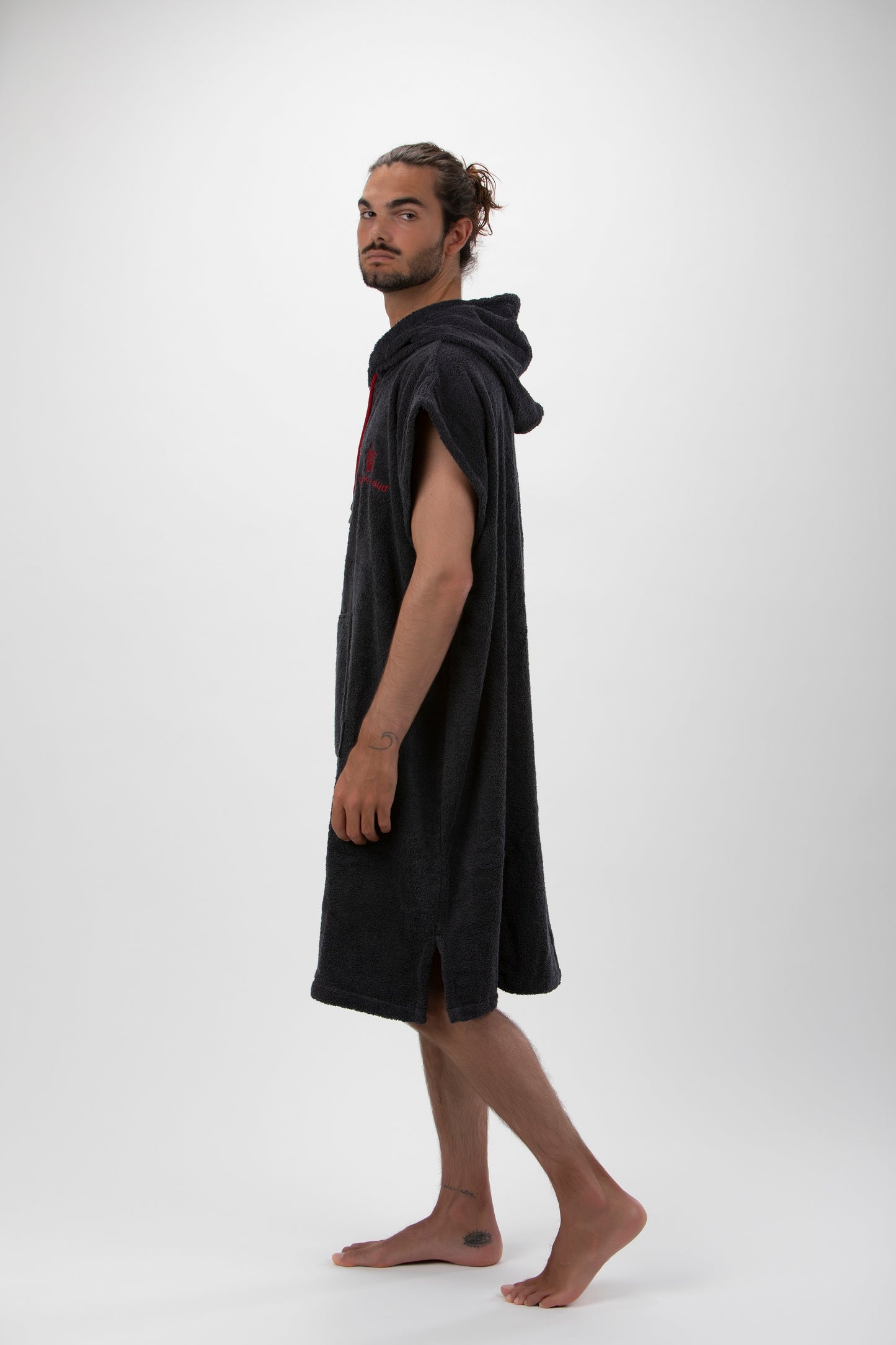 Surf Poncho Grigio Scuro - Taglia Larga - Cotone - senza maniche