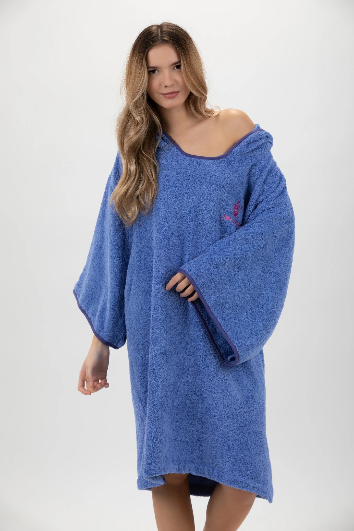 Poncho Surf Roxo - Tamanho Único - Algodão - com mangas