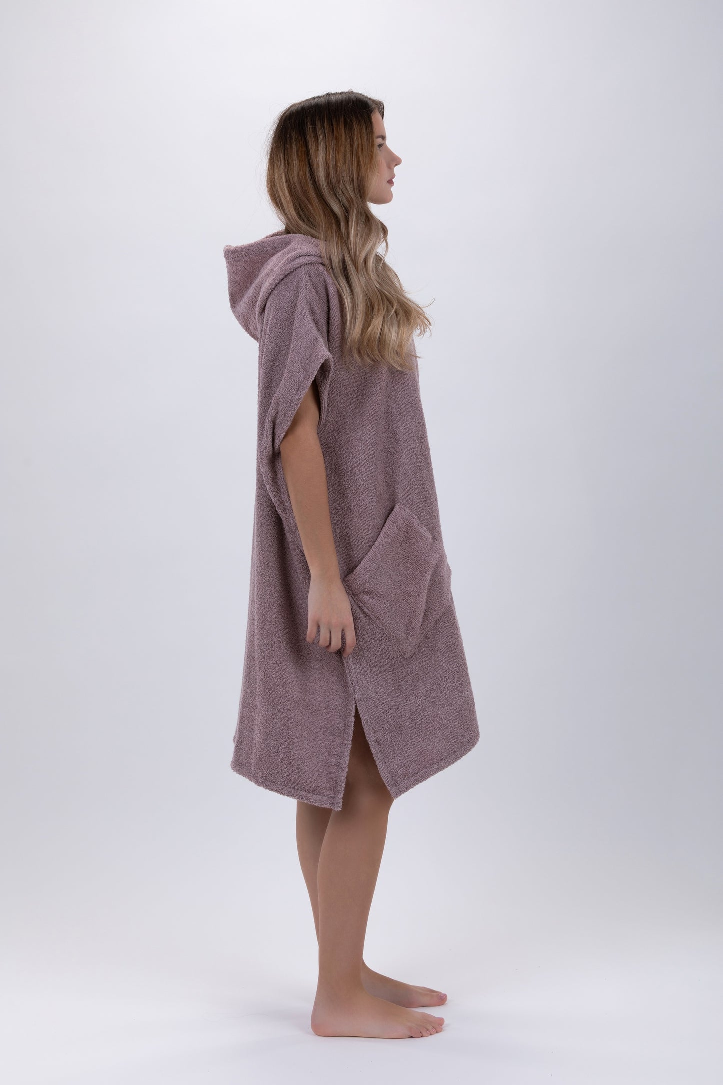 Surf Poncho Marrone - Taglia Unica - Cotone - Senza maniche - Con Zip
