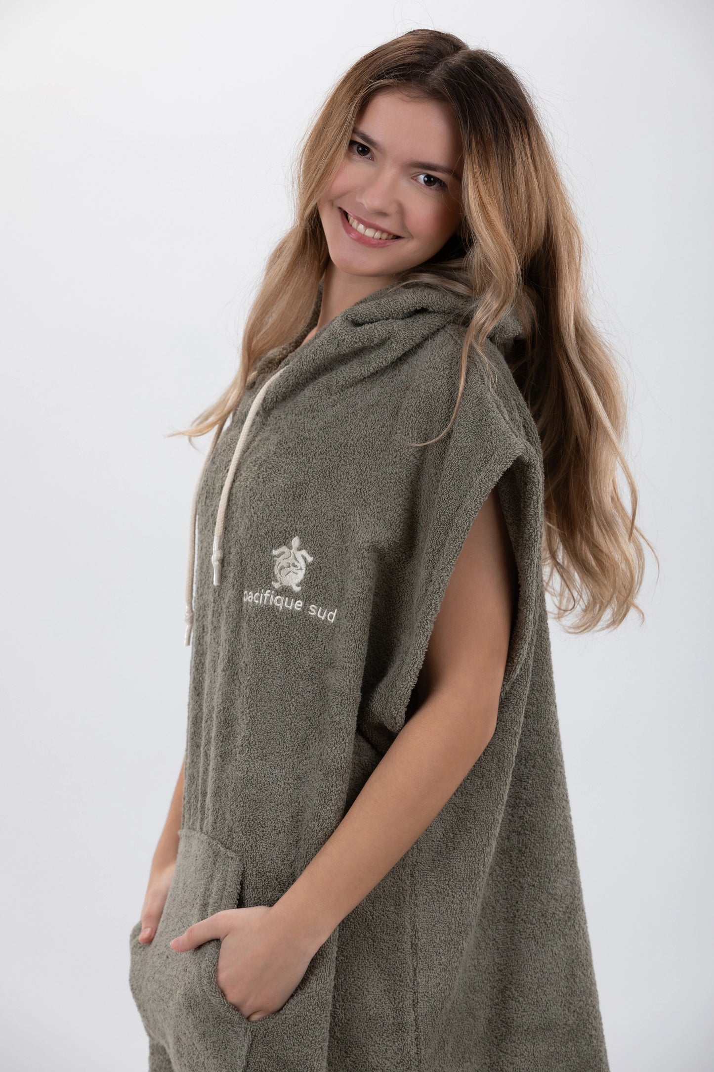 Surf Poncho Zielony - Rozmiar Średni - Bawełna - bez rękawów