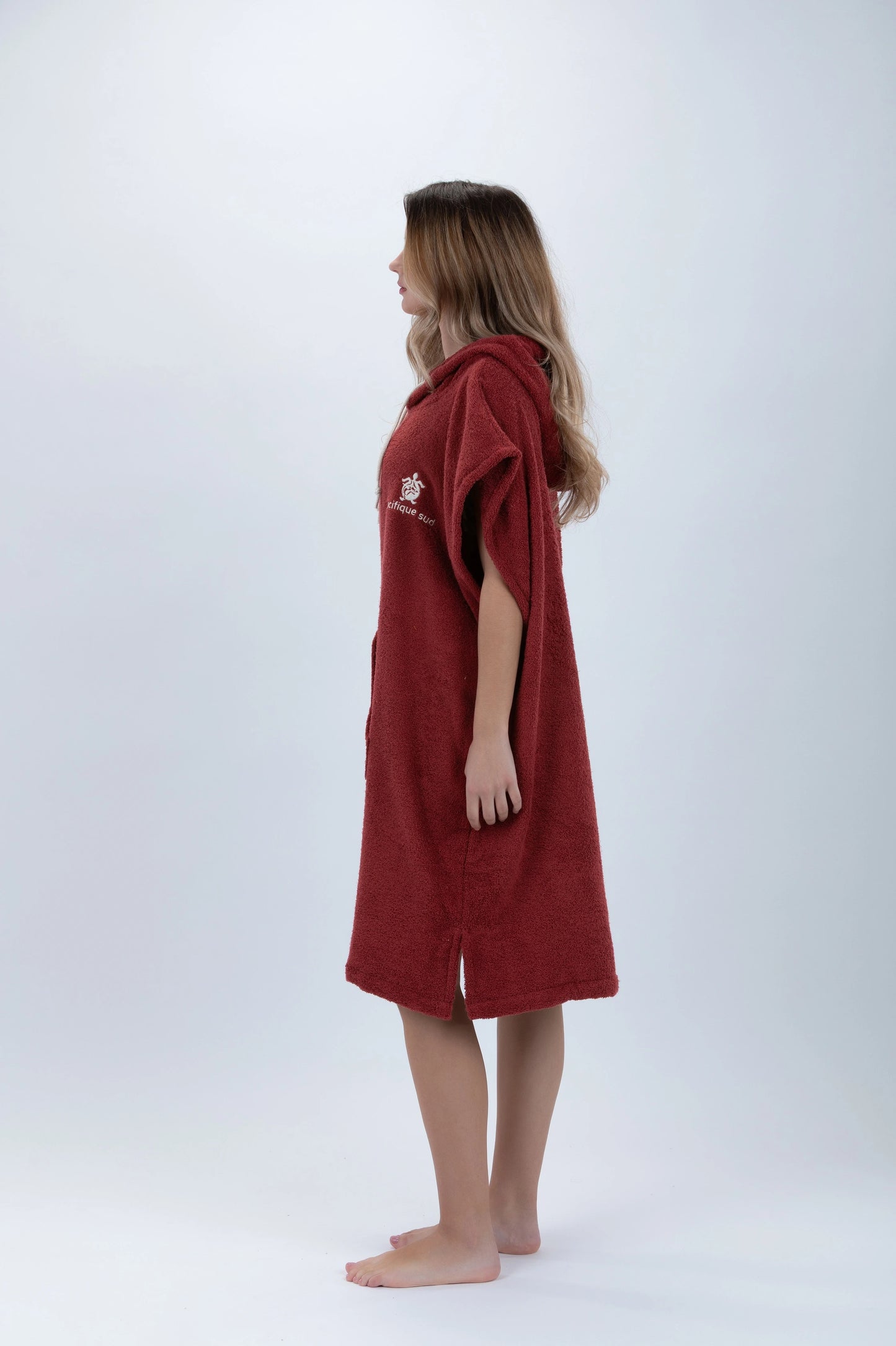 Poncho Surf Bordô - Tamanho Médio - Algodão - sem mangas