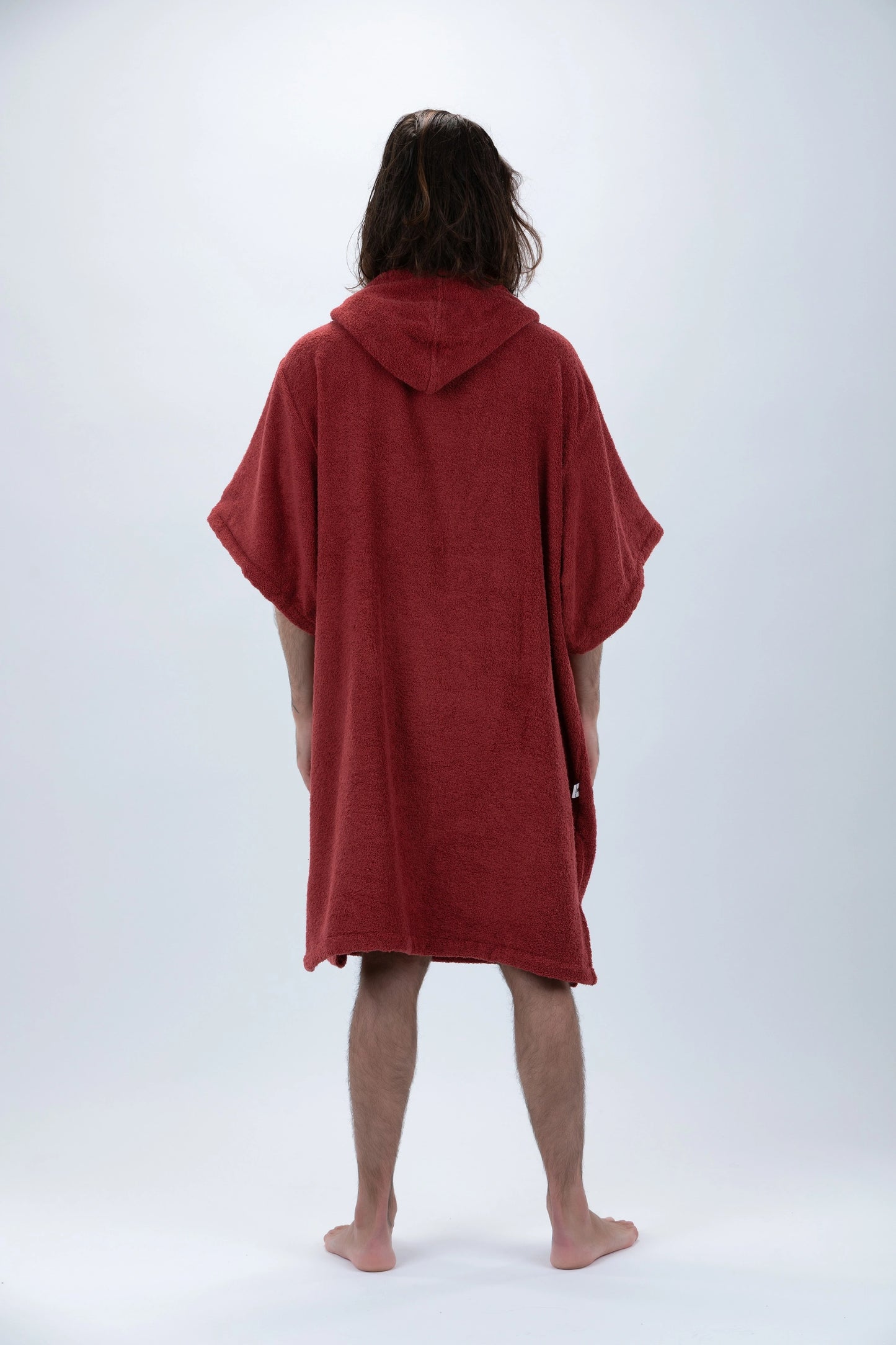Surf Poncho Bordowy - Rozmiar uniwersalny - Bawełna - z rękawami