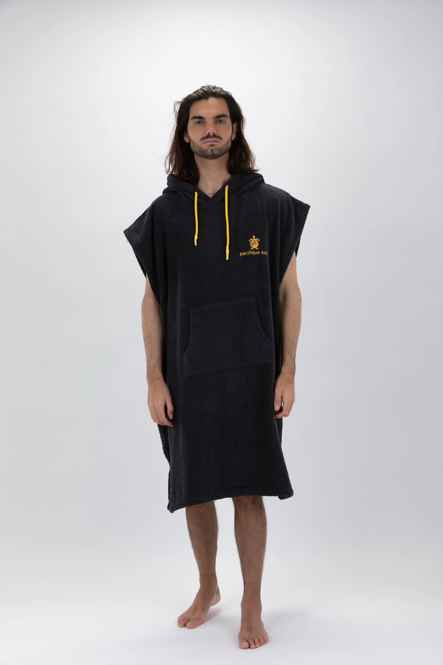 Poncho Surf Mörkgrå - Stort Storlek - Bomull - Utan ärmar
