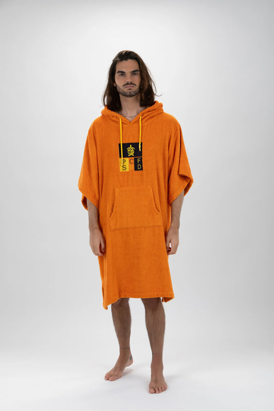 Surf Poncho Naranja - Talla Única - Tencel - Con mangas