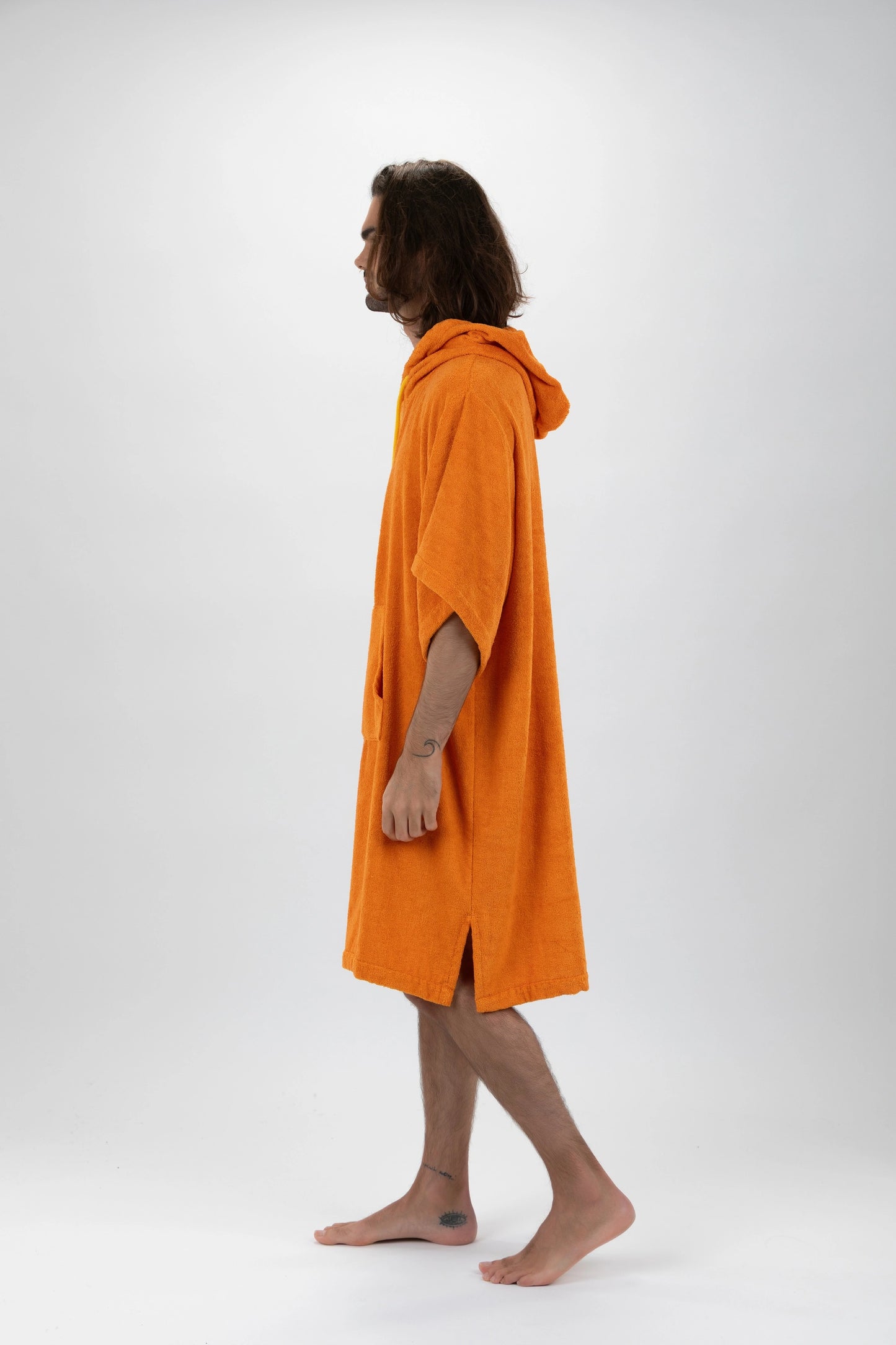 Surf Poncho Arancione - Taglia Unica - Tencel - Con maniche