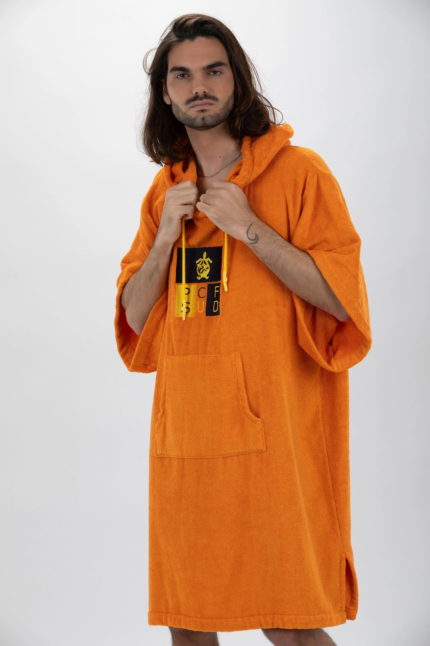Surf Poncho Arancione - Taglia Unica - Tencel - Con maniche