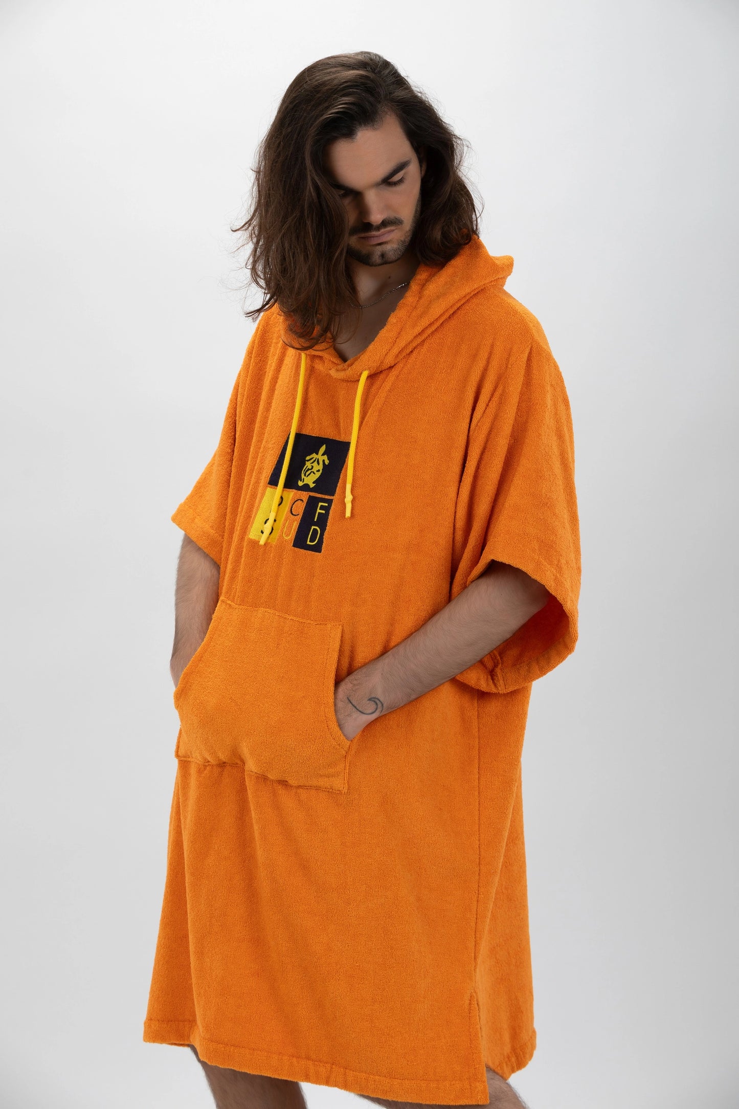 Surf Poncho Arancione - Taglia Unica - Tencel - Con maniche