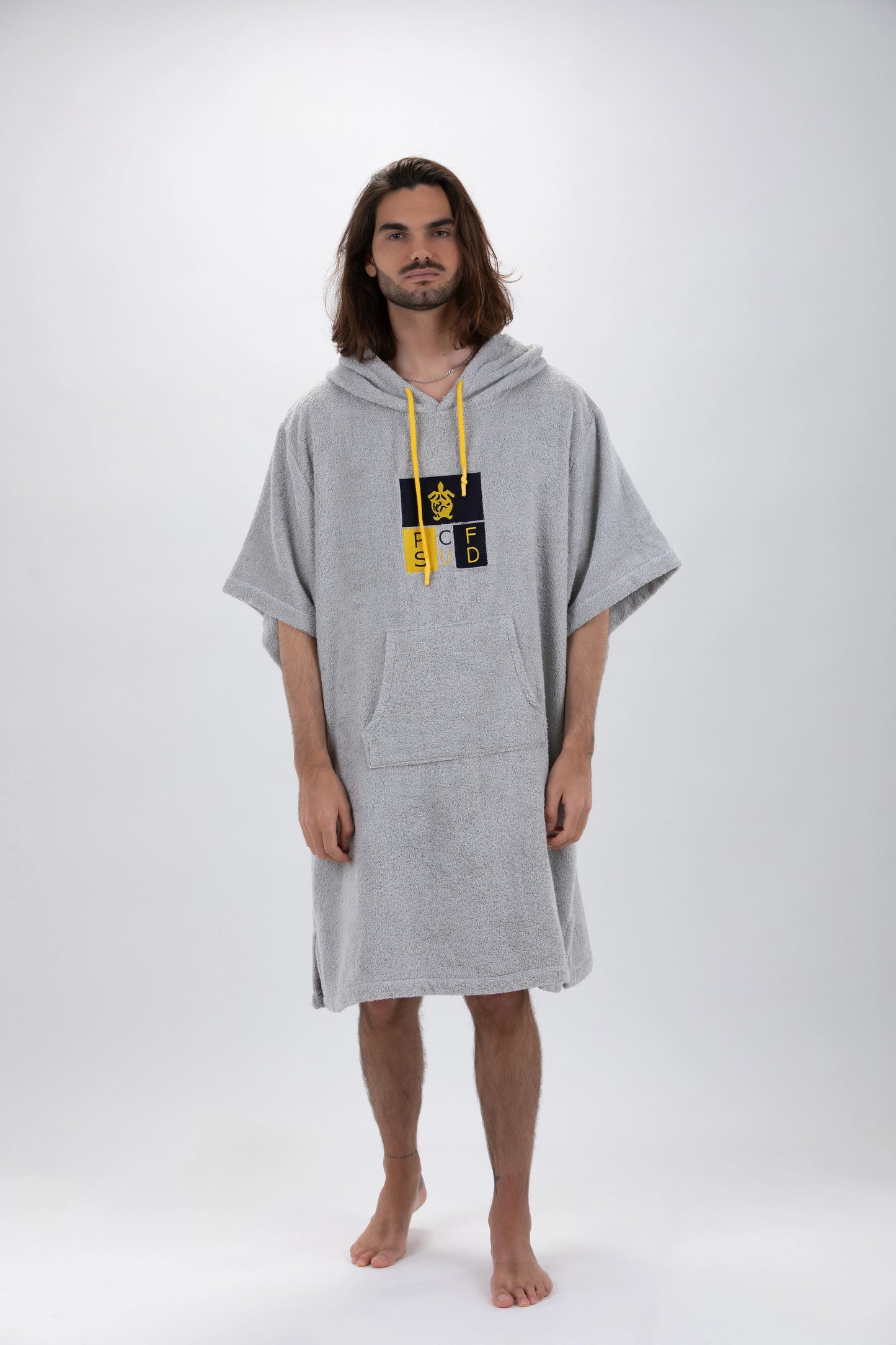 Surf Poncho Gris Clair - Taille Unique - Coton - avec manches