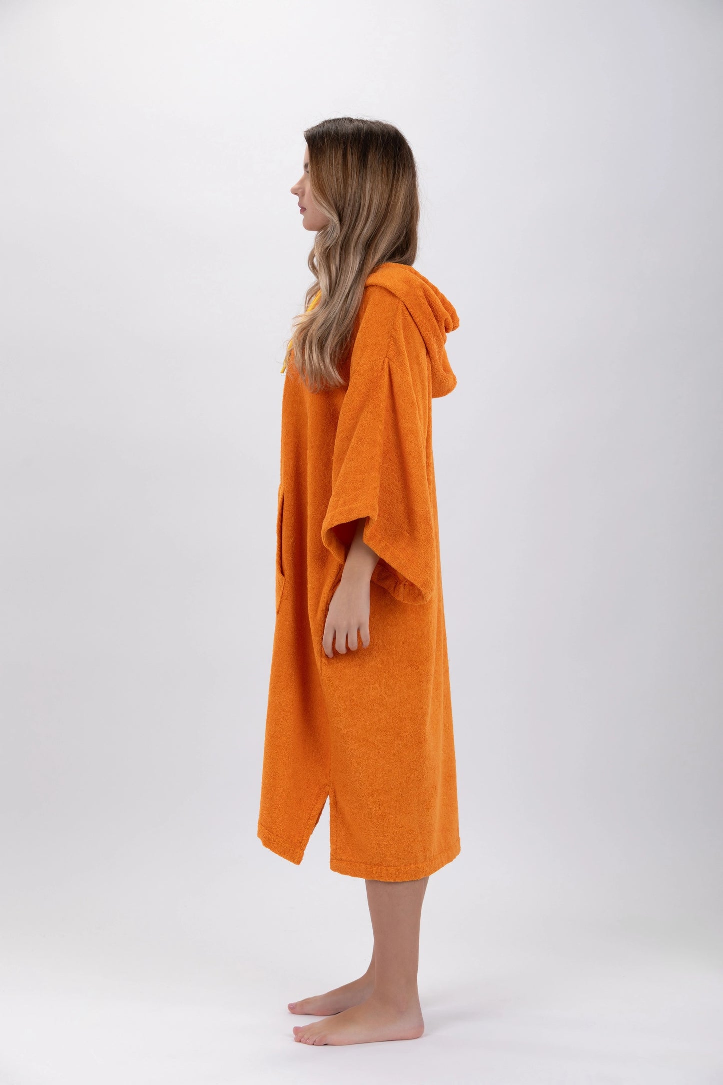 Surf Poncho Arancione - Taglia Unica - Tencel - Con maniche