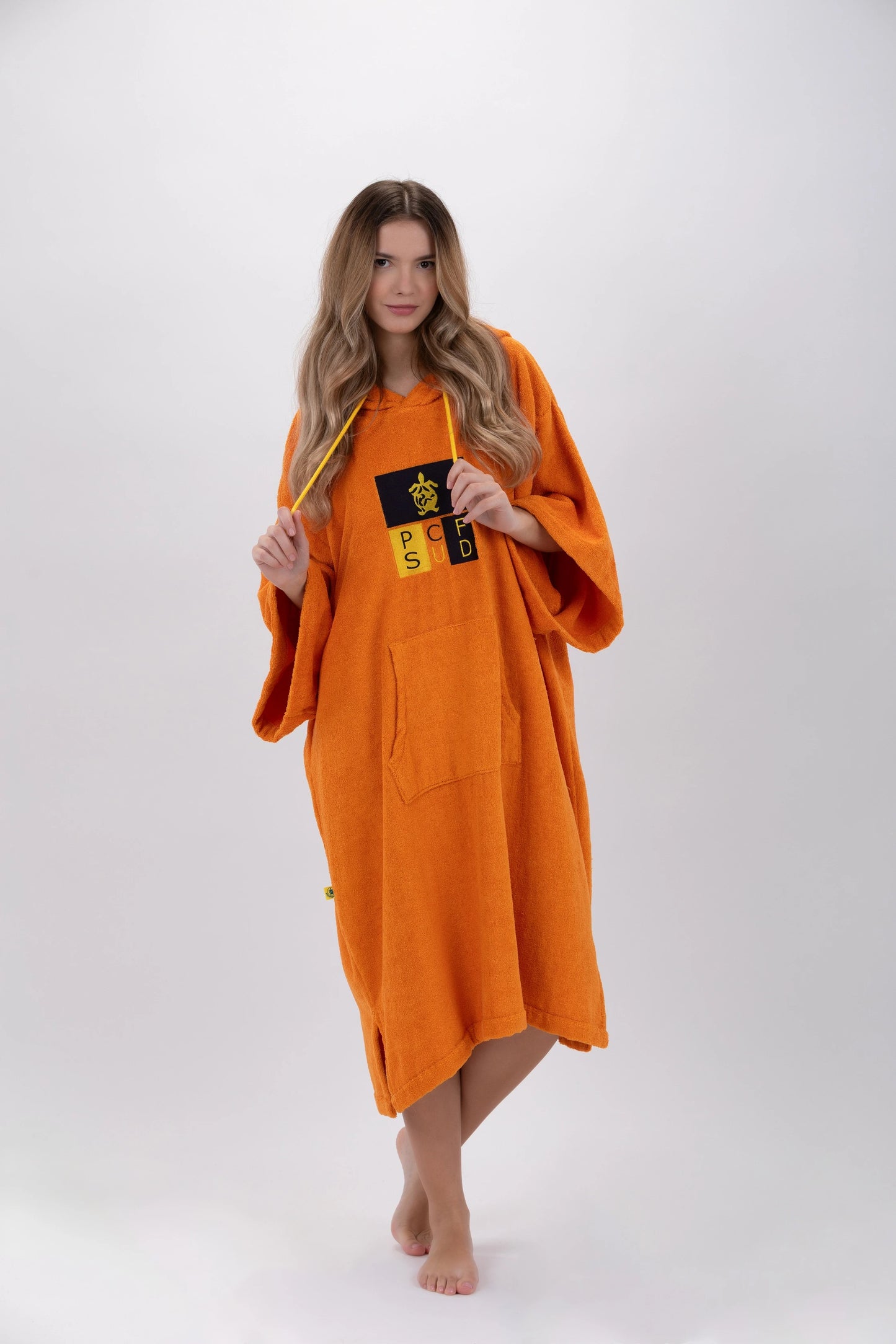 Surf Poncho Arancione - Taglia Unica - Tencel - Con maniche
