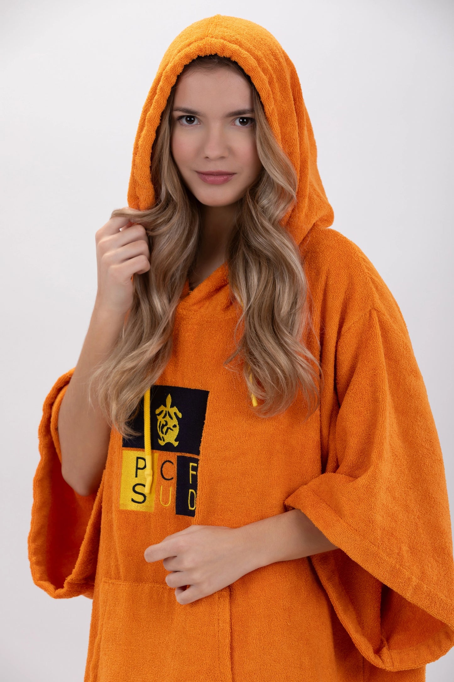 Surf Poncho Arancione - Taglia Unica - Tencel - Con maniche