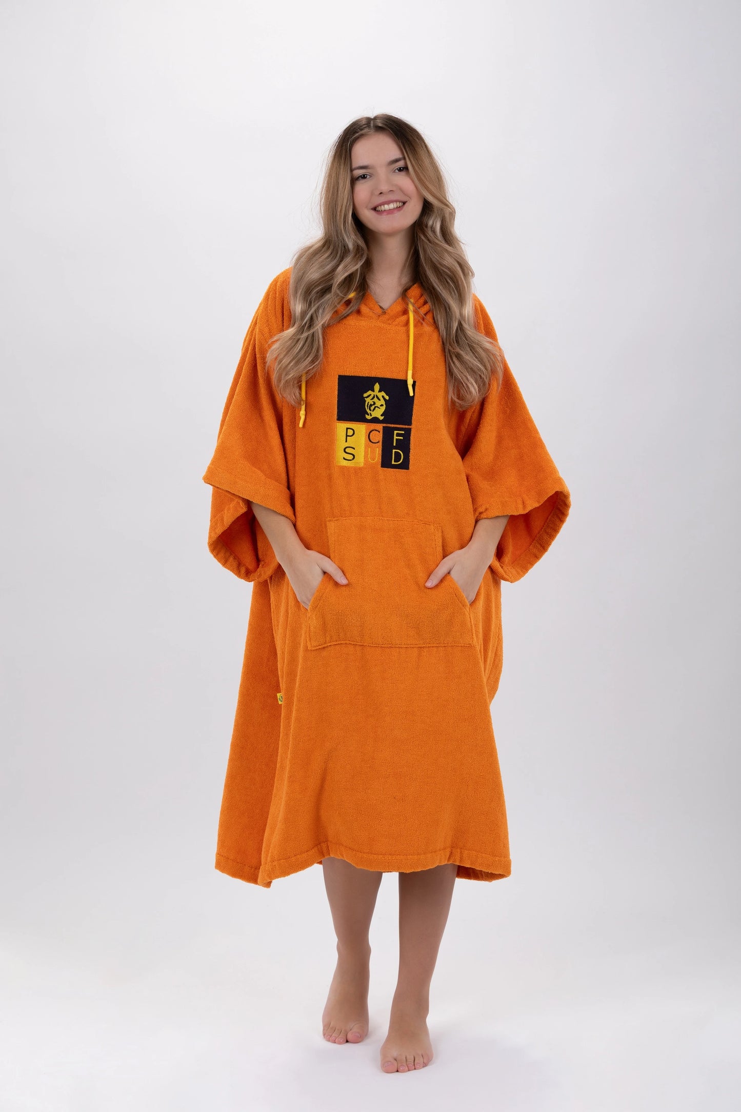 Surf Poncho Arancione - Taglia Unica - Tencel - Con maniche