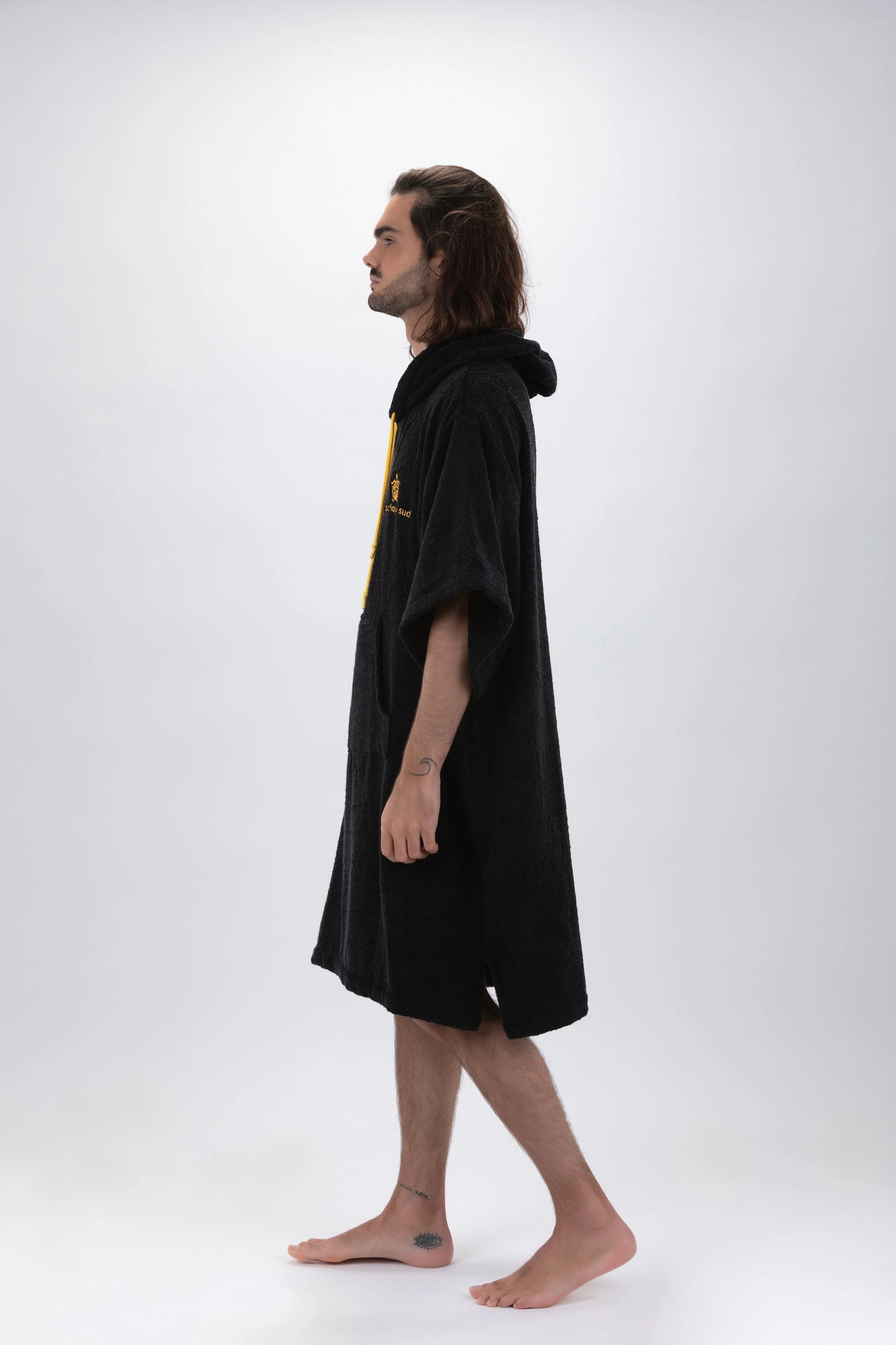 Surf Poncho Nero - Taglia Unica - Tencel - Con maniche