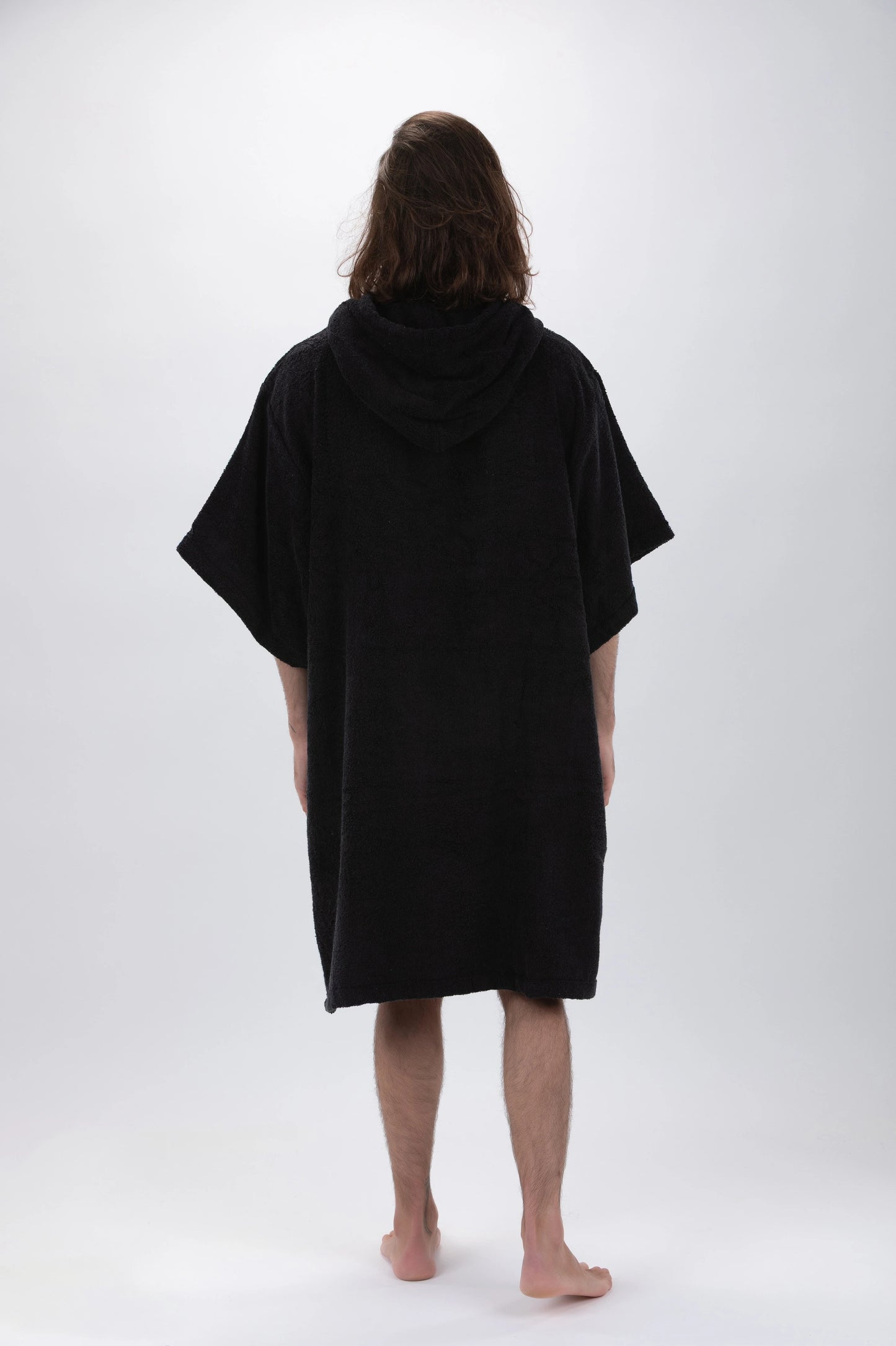 Surf Poncho Nero - Taglia Unica - Tencel - Con maniche