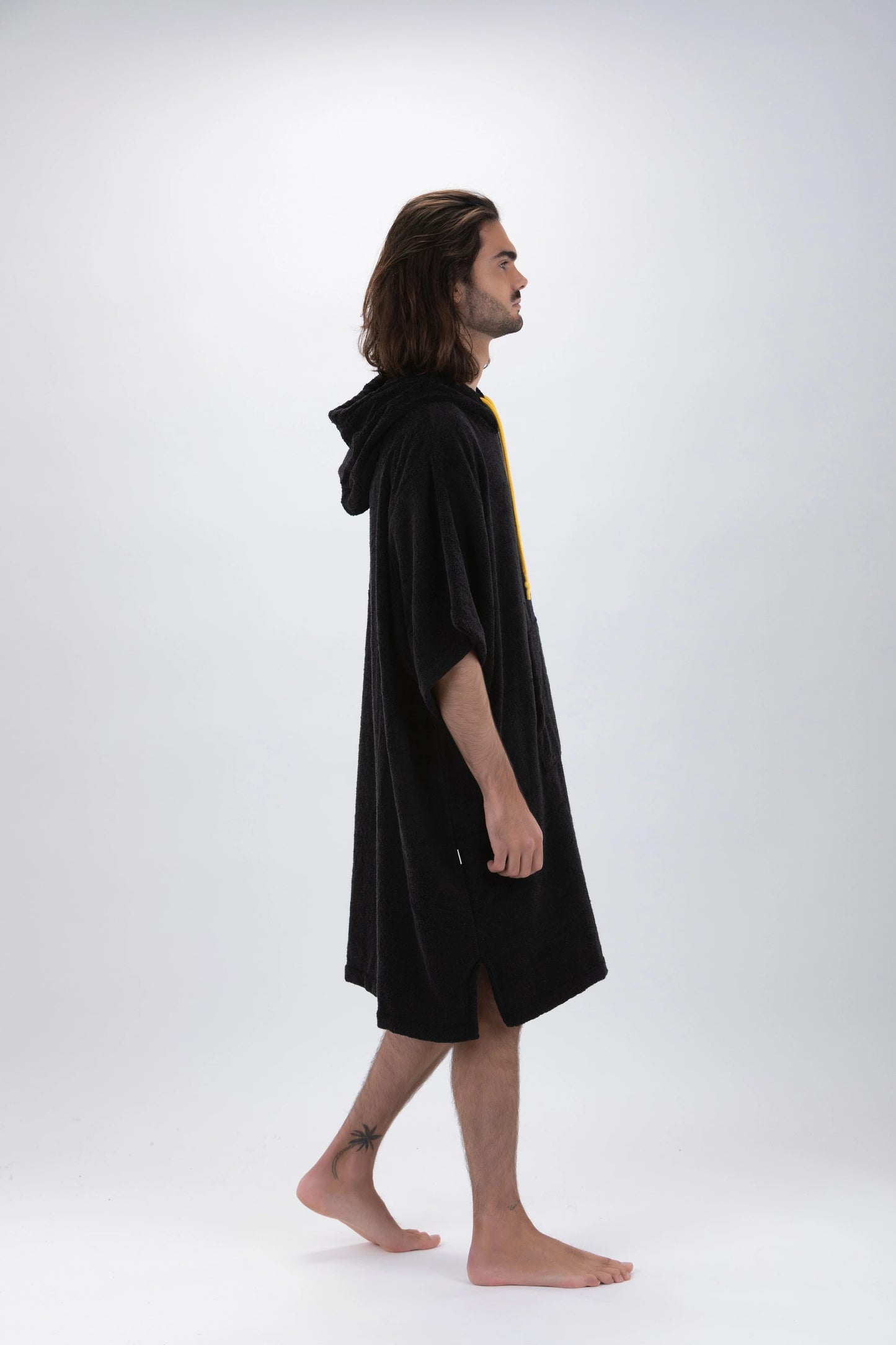 Surf Poncho Nero - Taglia Unica - Tencel - Con maniche