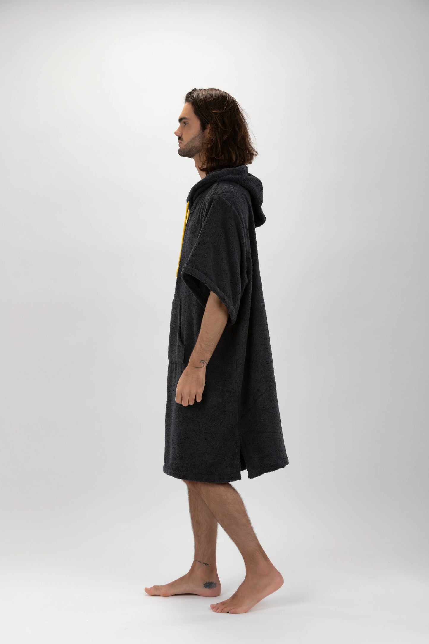 Surf Poncho Mörkgrå - One Size - Bomull - med ärmar