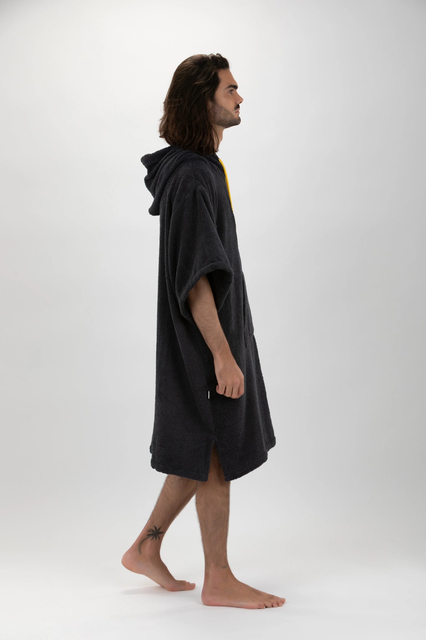 Surf Poncho Mörkgrå - One Size - Bomull - med ärmar