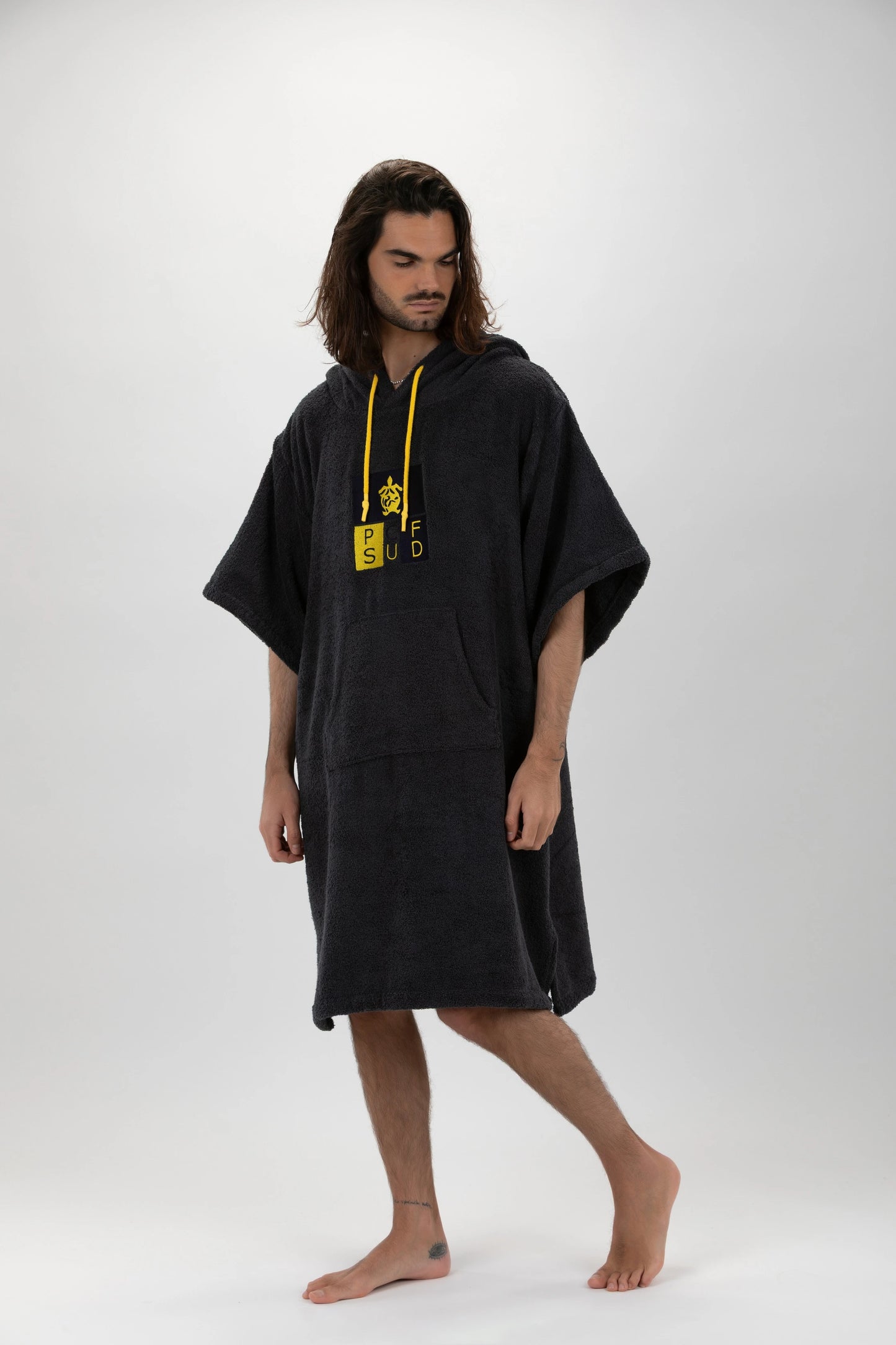 Surf Poncho Mörkgrå - One Size - Bomull - med ärmar