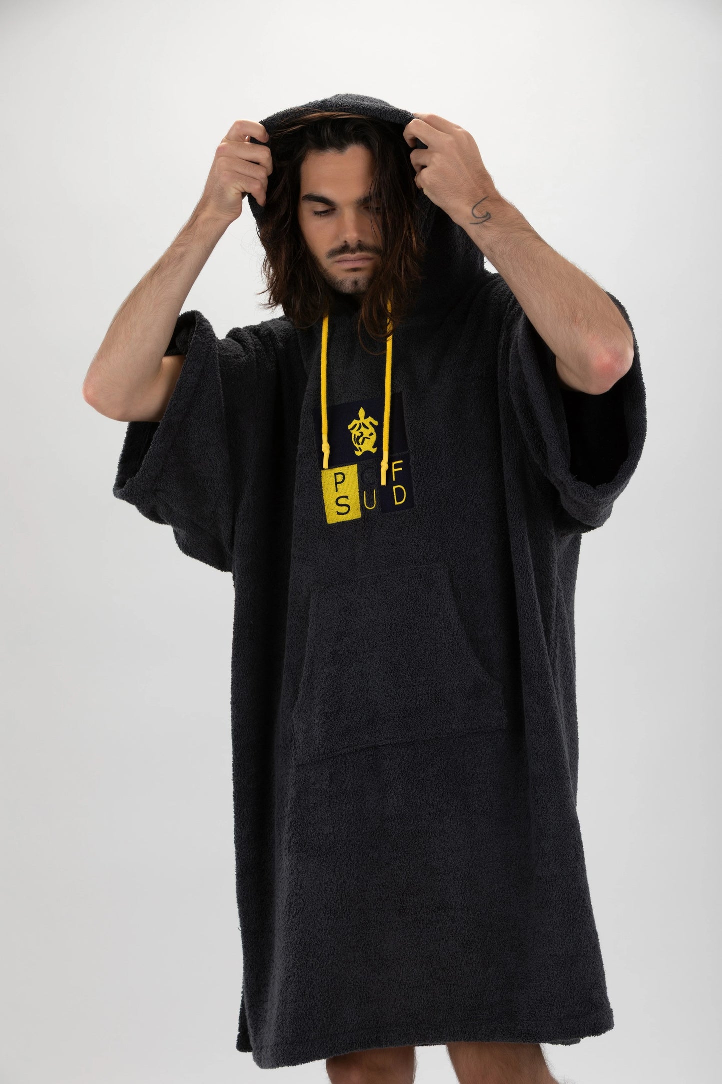 Surf Poncho Mörkgrå - One Size - Bomull - med ärmar