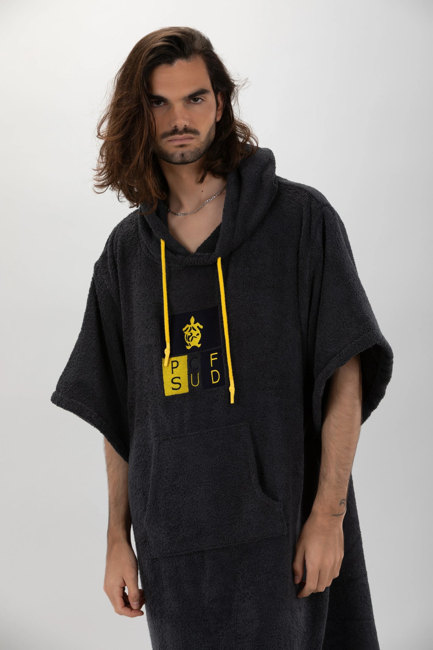 Surf Poncho Mörkgrå - One Size - Bomull - med ärmar