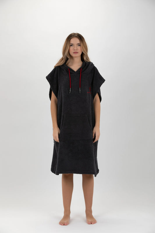 Surf Poncho Gris Oscuro - Talla Mediana - Algodón - sin mangas