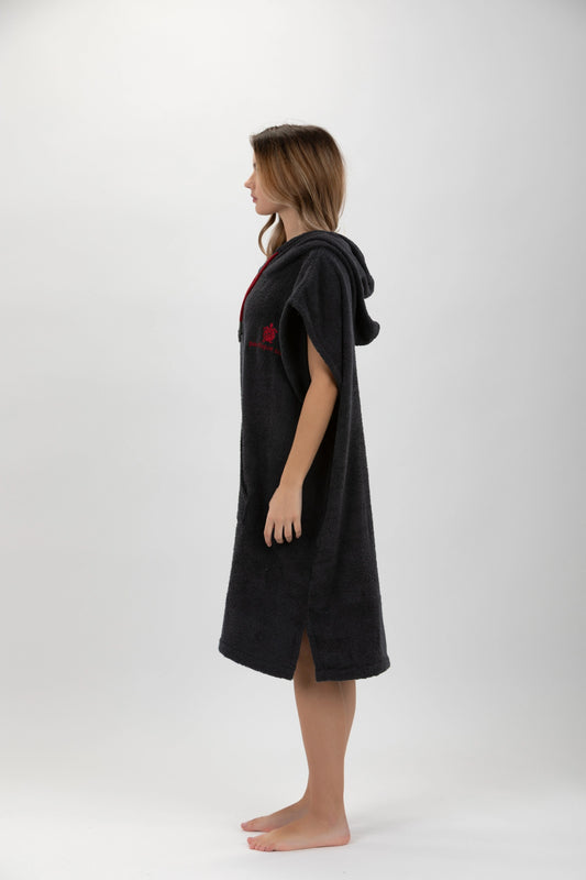 Surf Poncho Gris Oscuro - Talla Mediana - Algodón - sin mangas