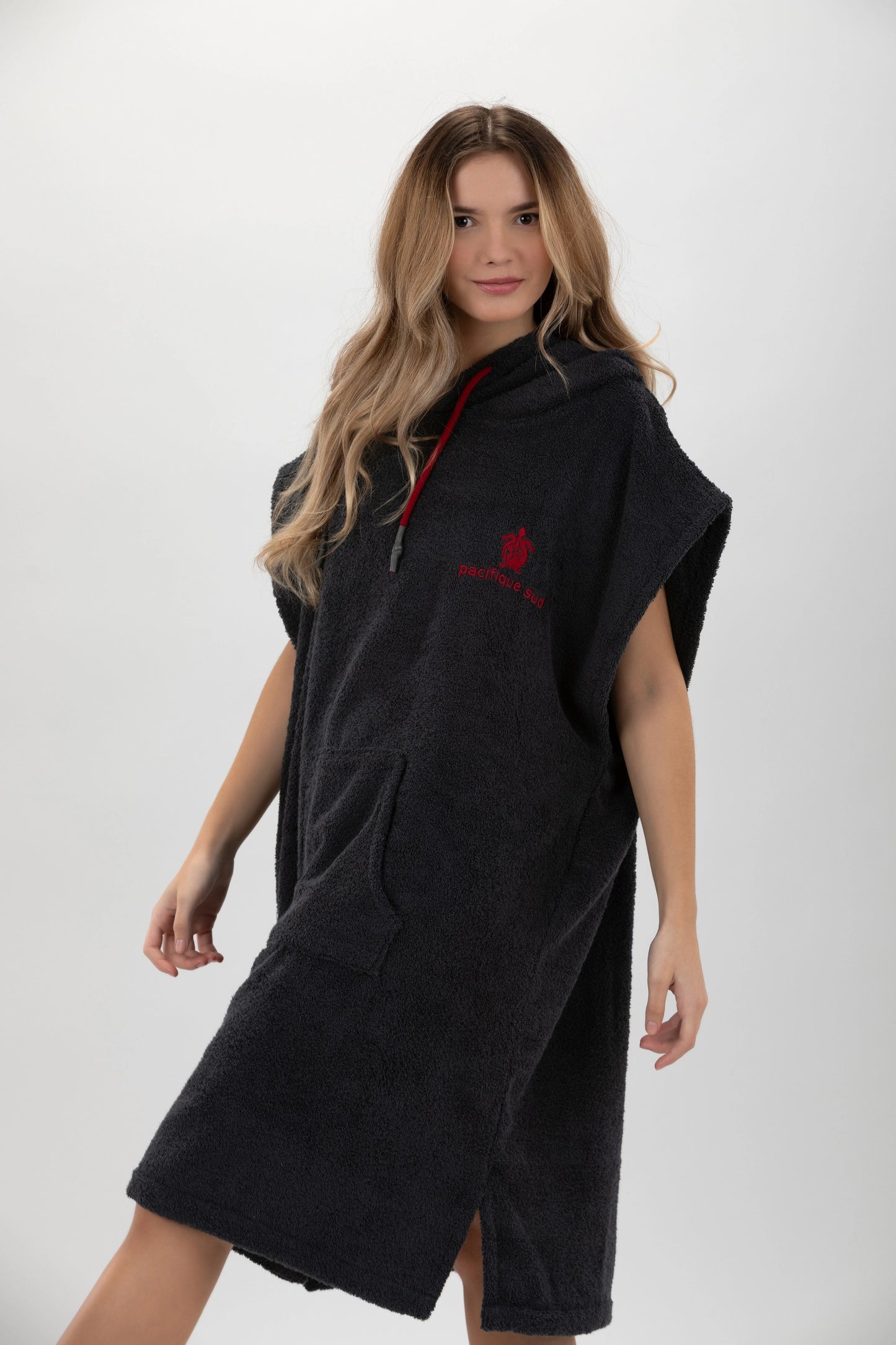 Surf Poncho Ciemnoszary - Rozmiar M - Bawełna - bez rękawów