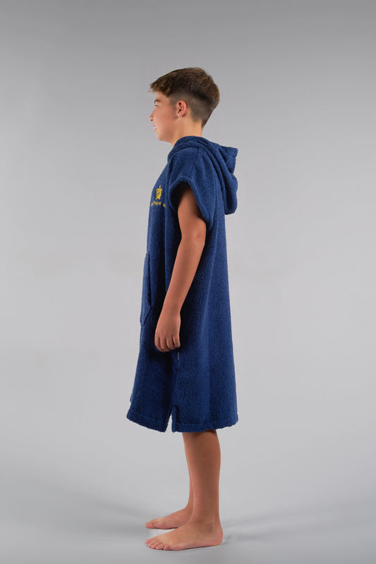 Surf Poncho Enfants - Bleu - Coton - Sans Manches