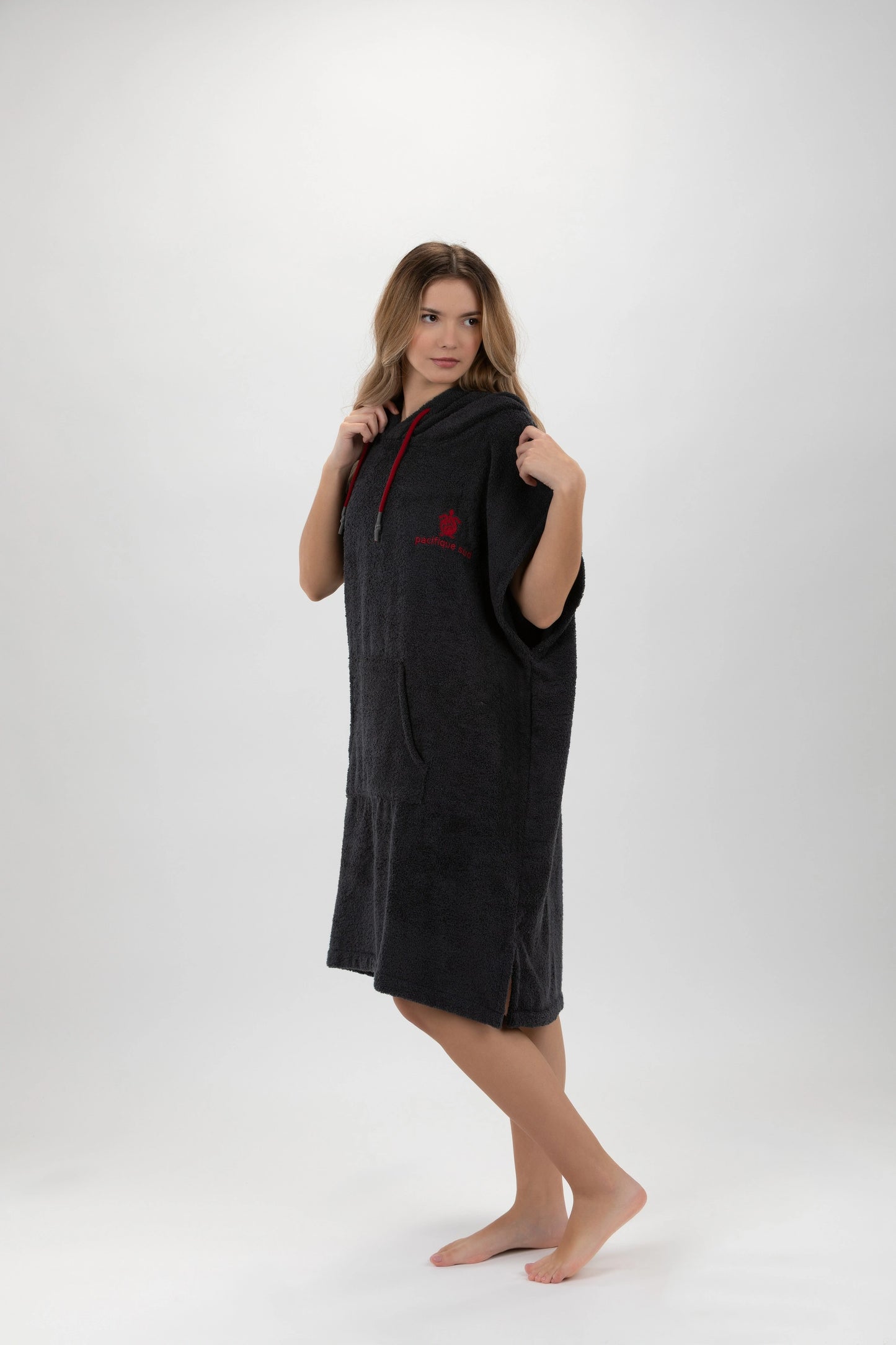 Surf Poncho Ciemnoszary - Rozmiar M - Bawełna - bez rękawów