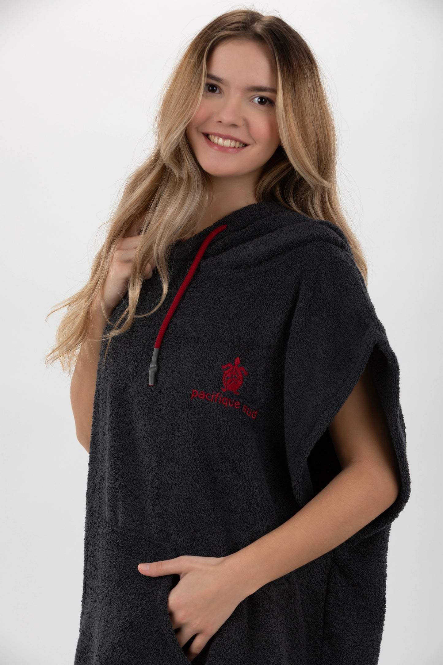 Surf Poncho Ciemnoszary - Rozmiar M - Bawełna - bez rękawów