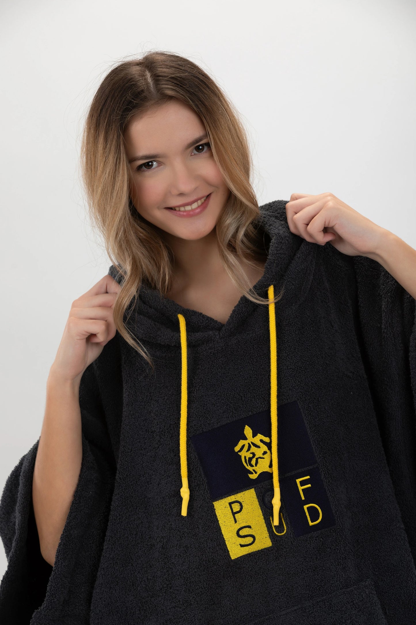Surf Poncho Mörkgrå - One Size - Bomull - med ärmar