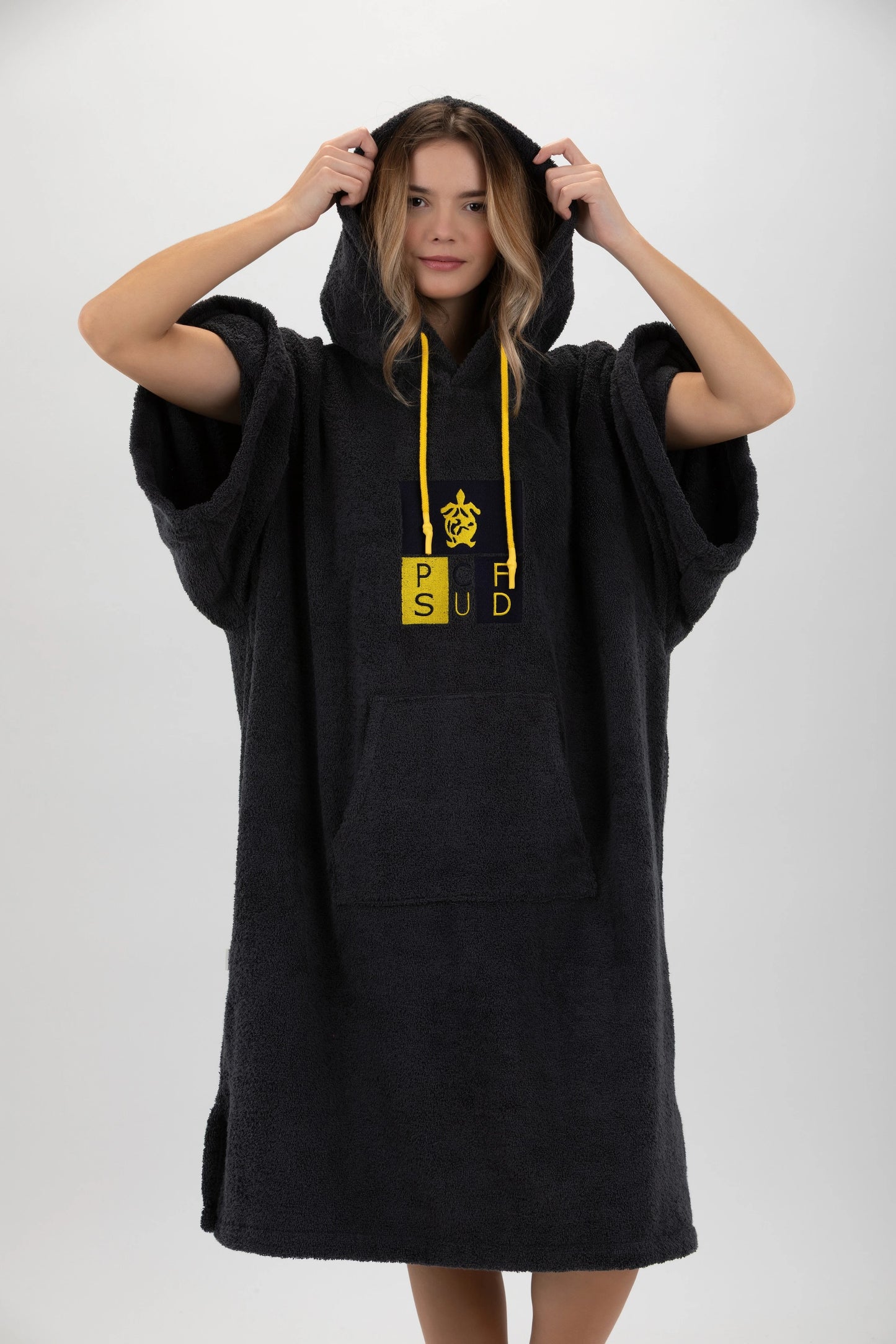 Surf Poncho Mörkgrå - One Size - Bomull - med ärmar