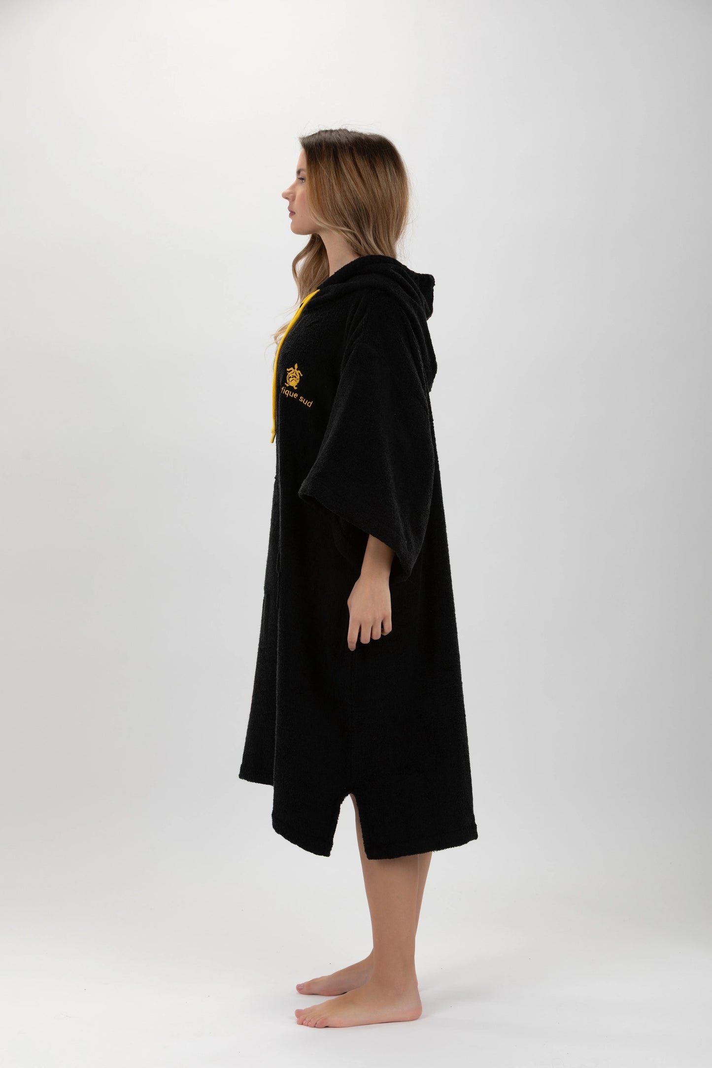 Surf Poncho Nero - Taglia Unica - Tencel - Con maniche