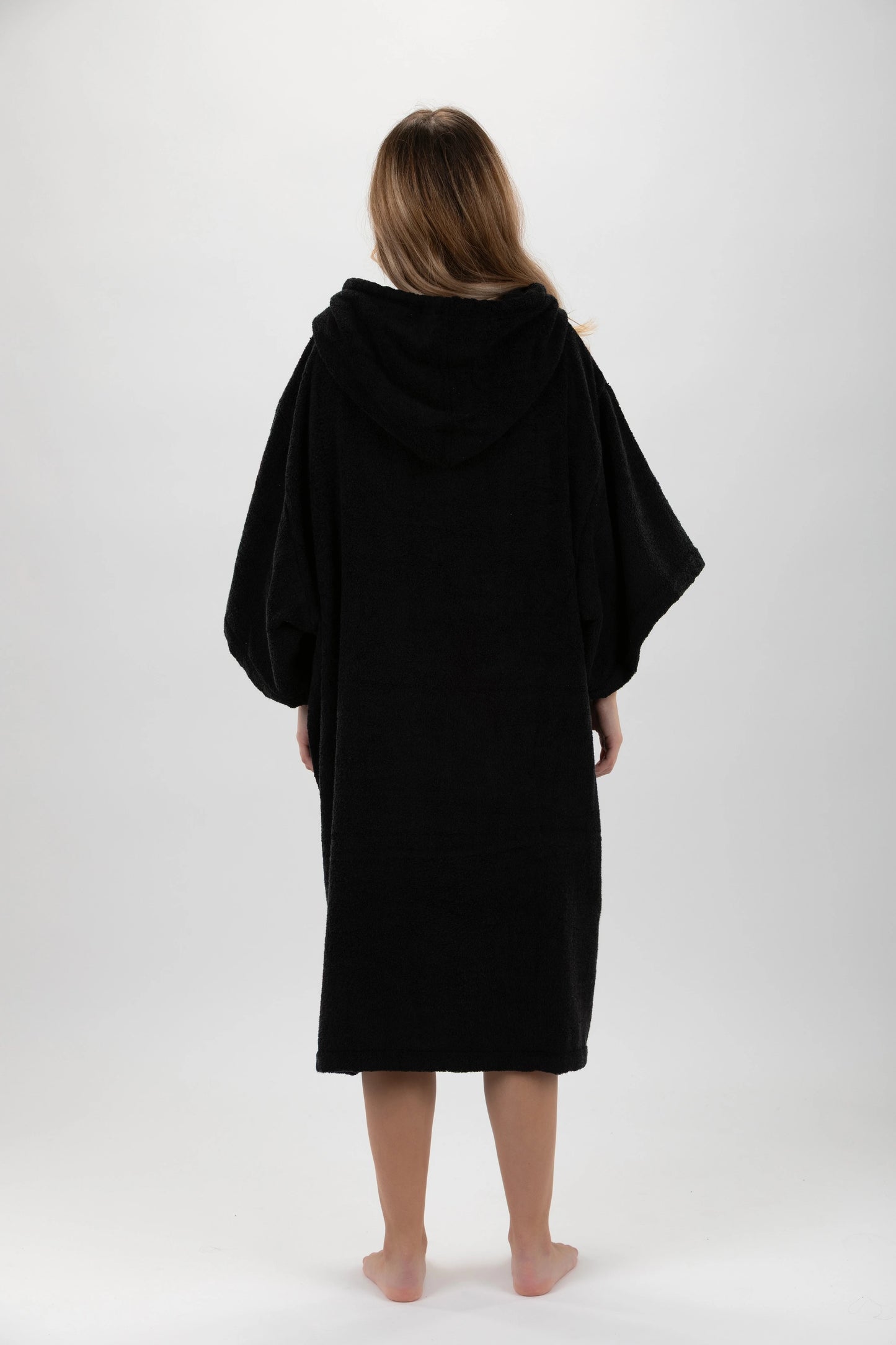 Surf Poncho Nero - Taglia Unica - Tencel - Con maniche