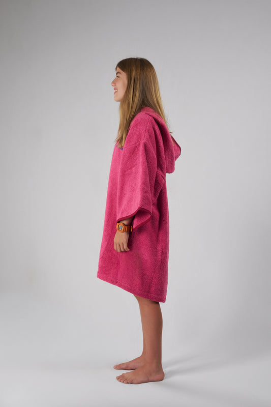 Poncho Surf Kinder - Rosa - Baumwolle - Mit Ärmeln