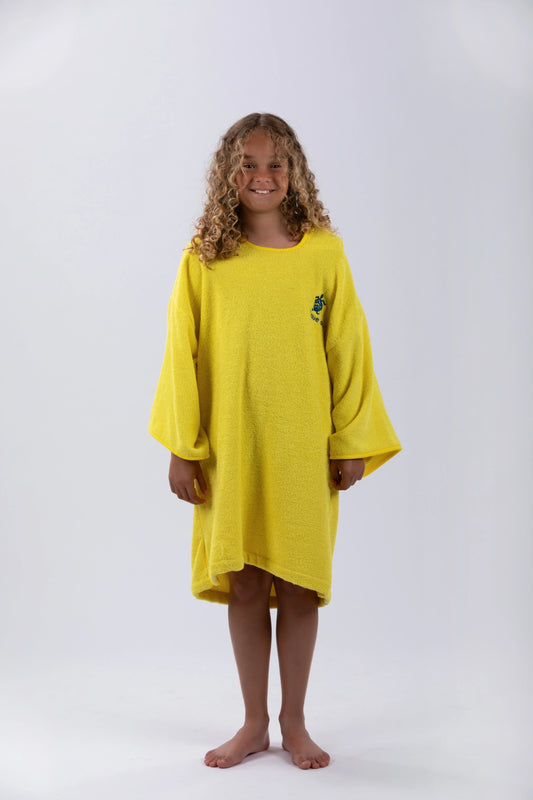 Poncho Surf Kids - Amarelo - Algodão - Com mangas