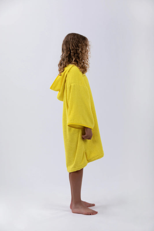 Poncho Surf Kids - Amarelo - Algodão - Com mangas