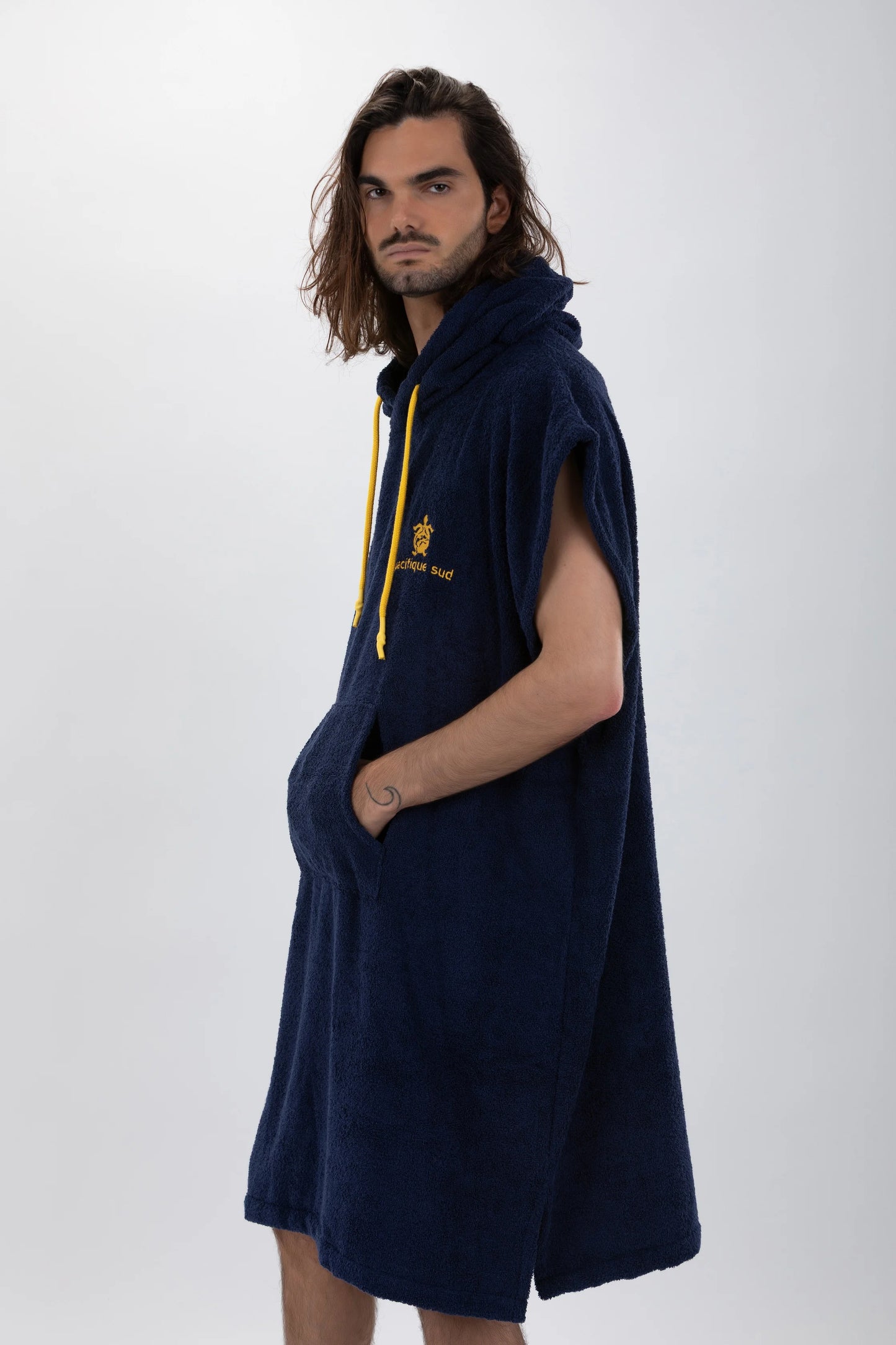 Surf Poncho Azul - Talla Grande - Algodón - sin mangas