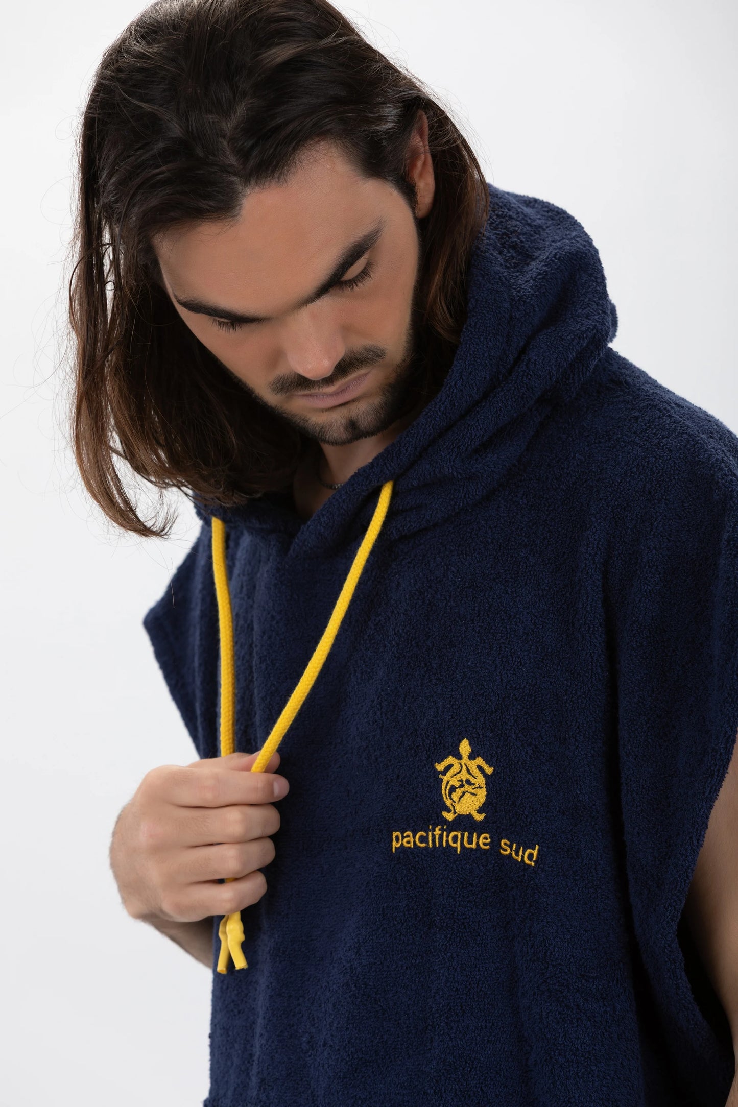 Surf Poncho Azul - Talla Grande - Algodón - sin mangas
