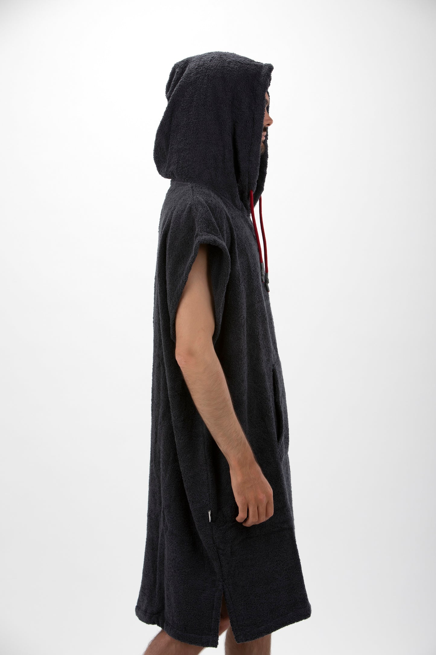 Surf Poncho Grigio Scuro - Taglia Larga - Cotone - senza maniche
