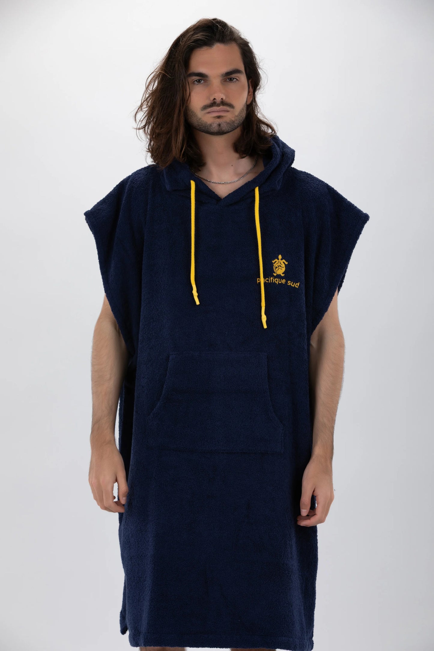 Surf Poncho Azul - Talla Grande - Algodón - sin mangas
