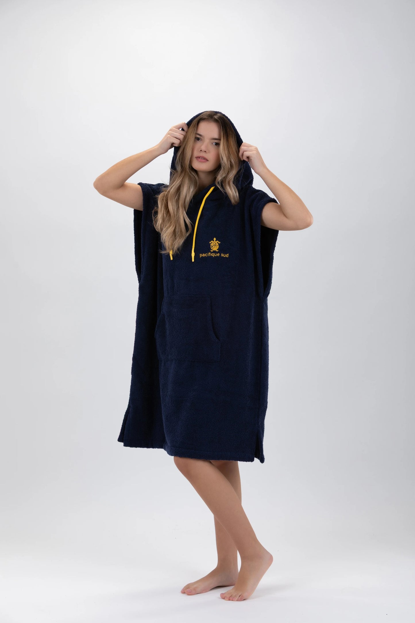 Surf Poncho Azul - Talla Mediana - Algodón - sin mangas