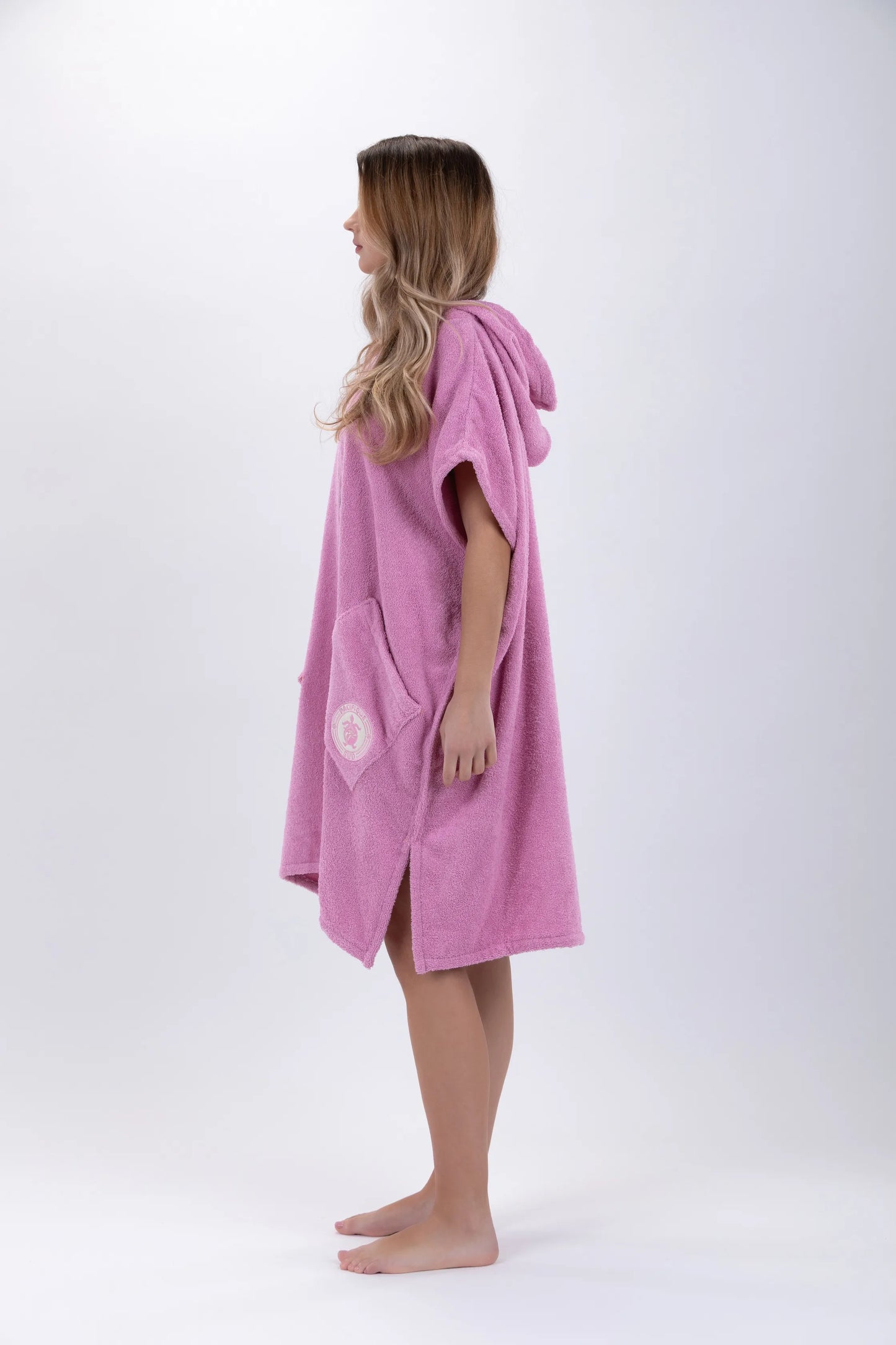 Poncho Surf Rosa - Tamanho Único - Algodão - Sem mangas - Com Fecho Zip