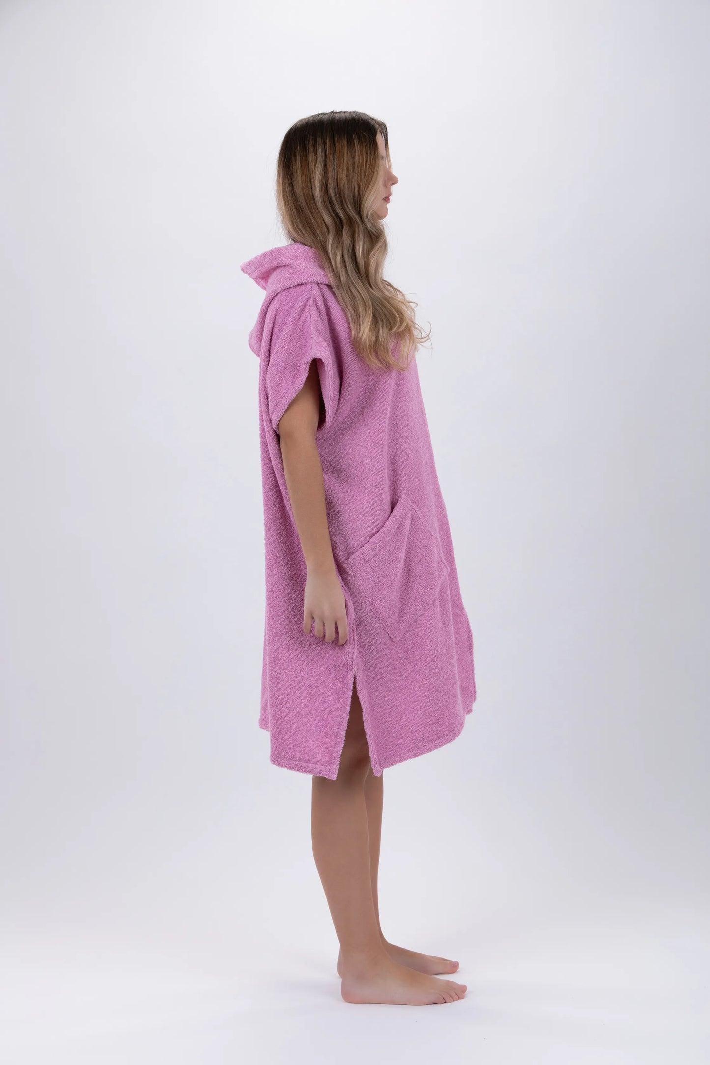 Poncho Surf Rosa - Tamanho Único - Algodão - Sem mangas - Com Fecho Zip