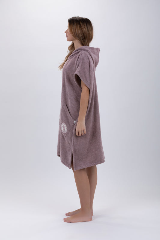 Poncho Surf Brun - One Size - Bomull - Utan ärmar - Med dragkedja