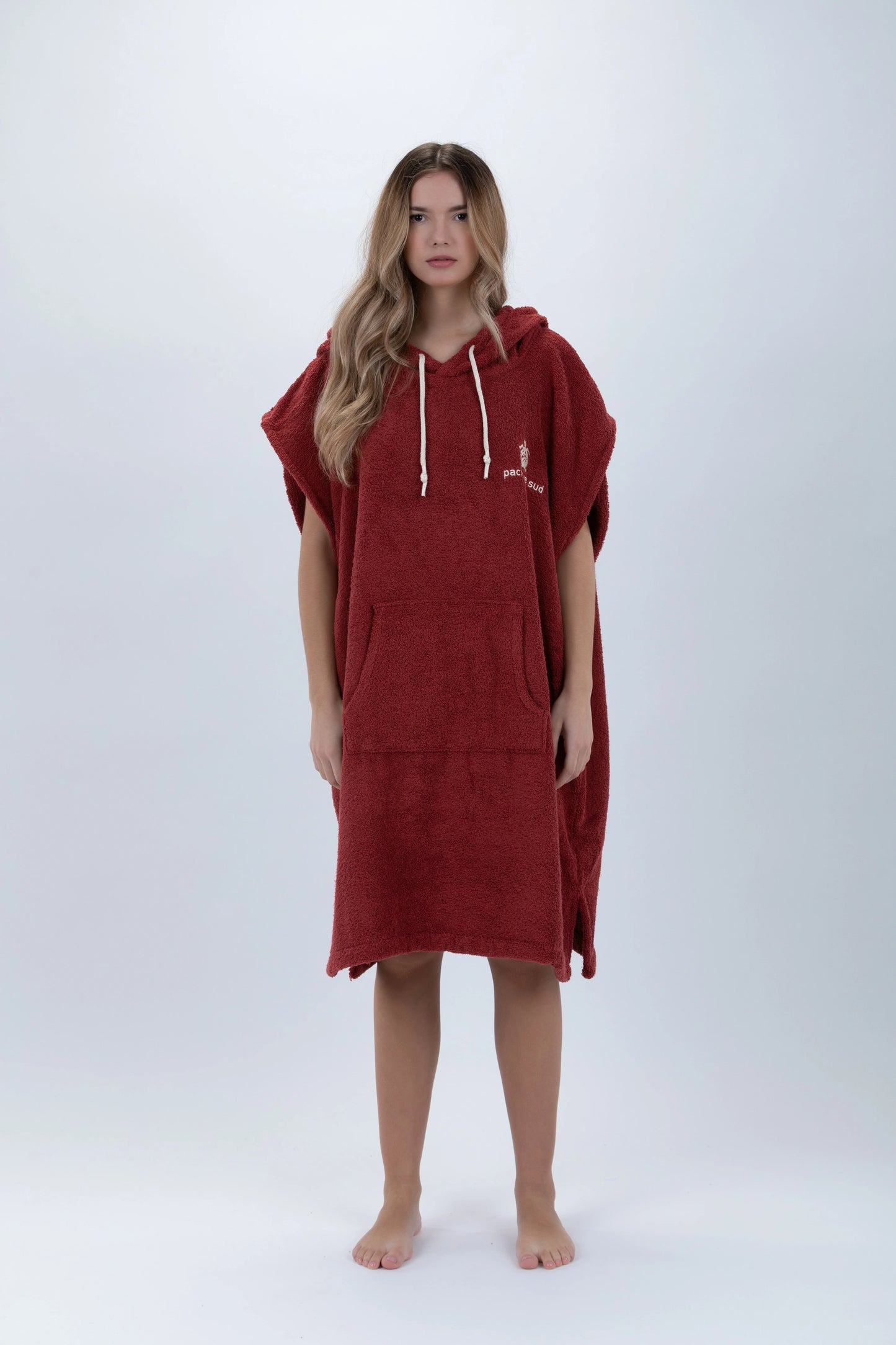 Poncho Surf Bordeaux - Taglia Media - Cotone - senza maniche